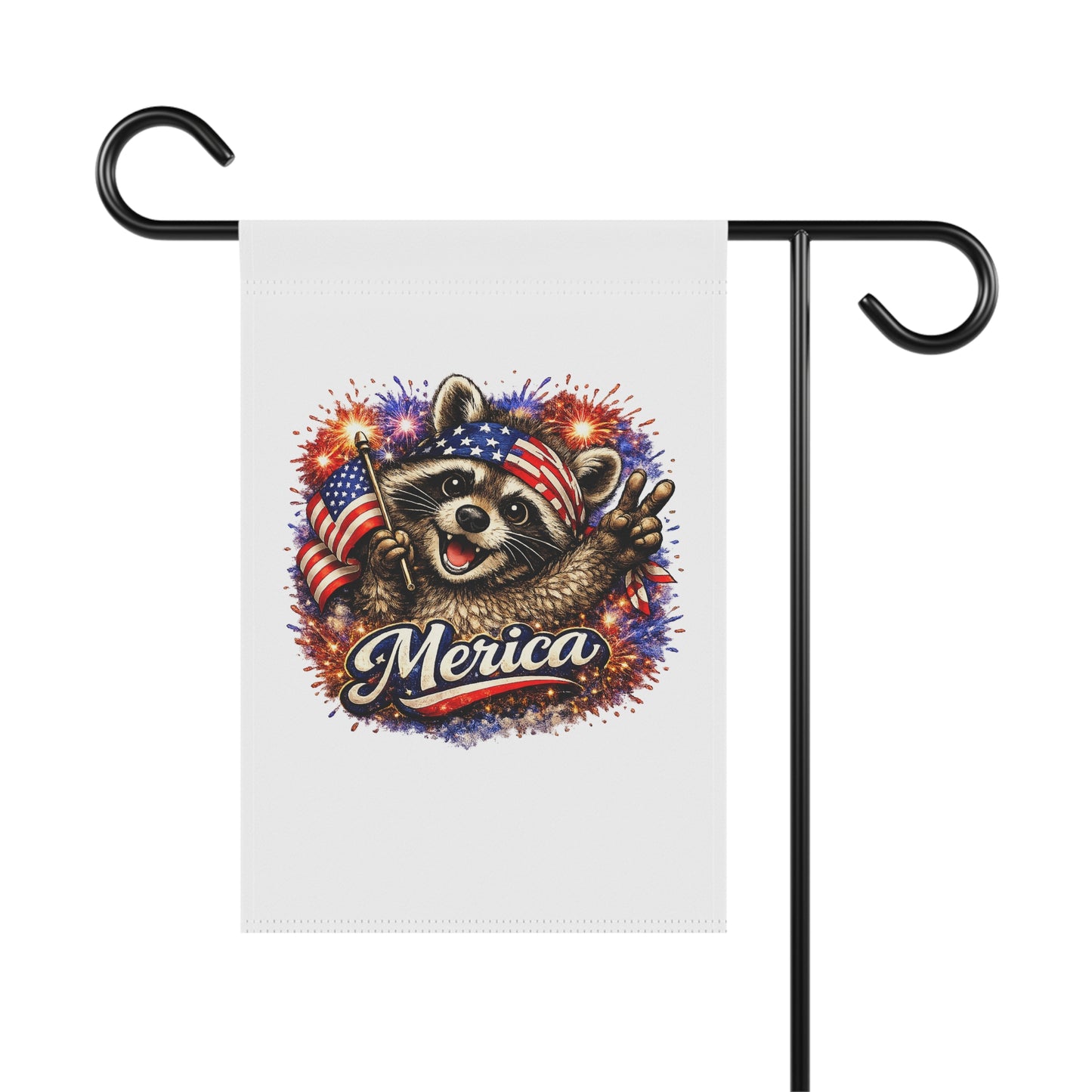 Patriotic Raccoon 250 Garden Flag — 4th of July House Banner