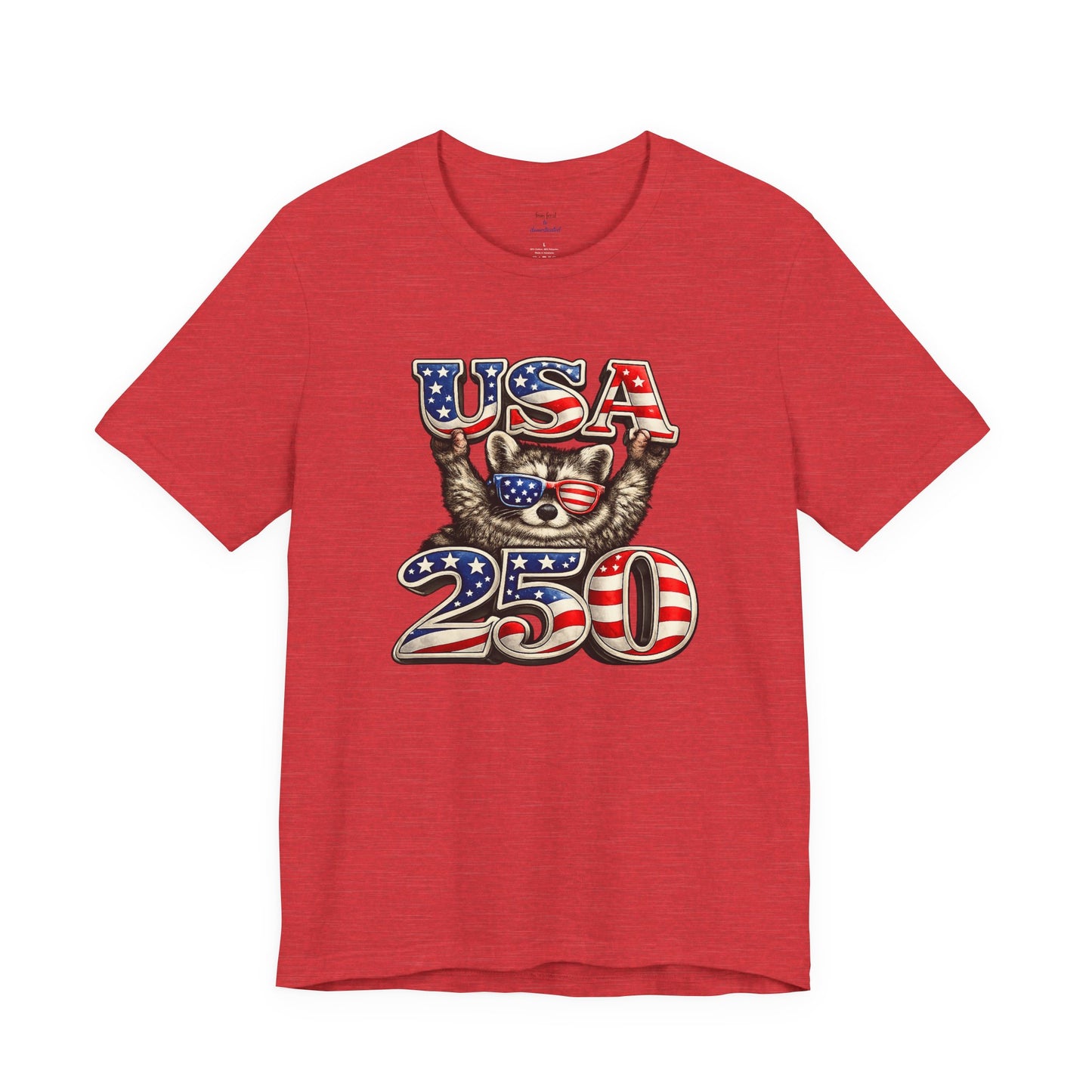 Patriot Raccoon 250th Anniversary T-Shirt — 4th of July Fireworks Flag Tee