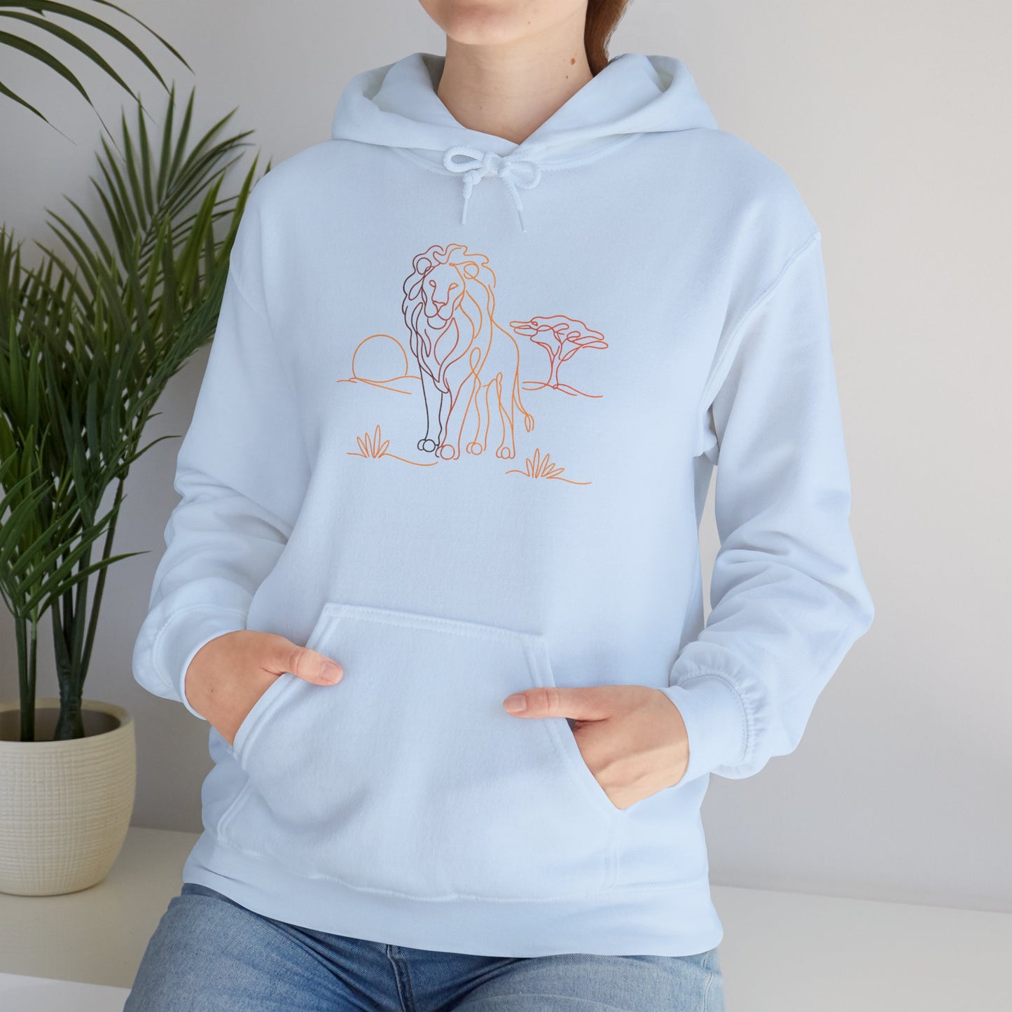 Lion Line Art Hoodie — Minimal Safari Sweatshirt