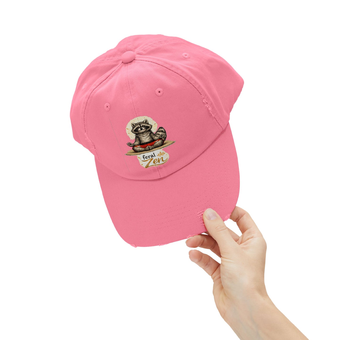 Feral Zen Distressed Cap — Raccoon Mom/Dad Funny Dad Hat