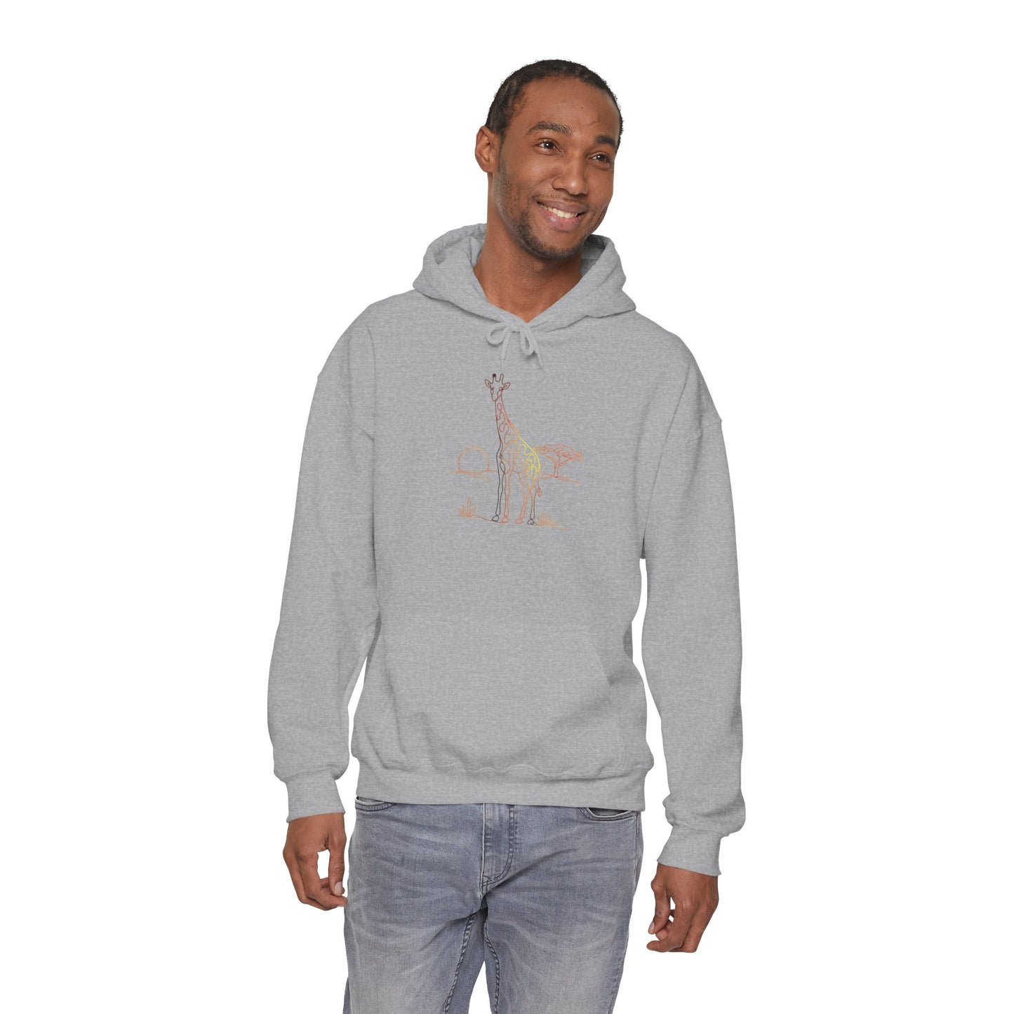 Giraffe Line Art Hoodie – Minimal Safari Illustration