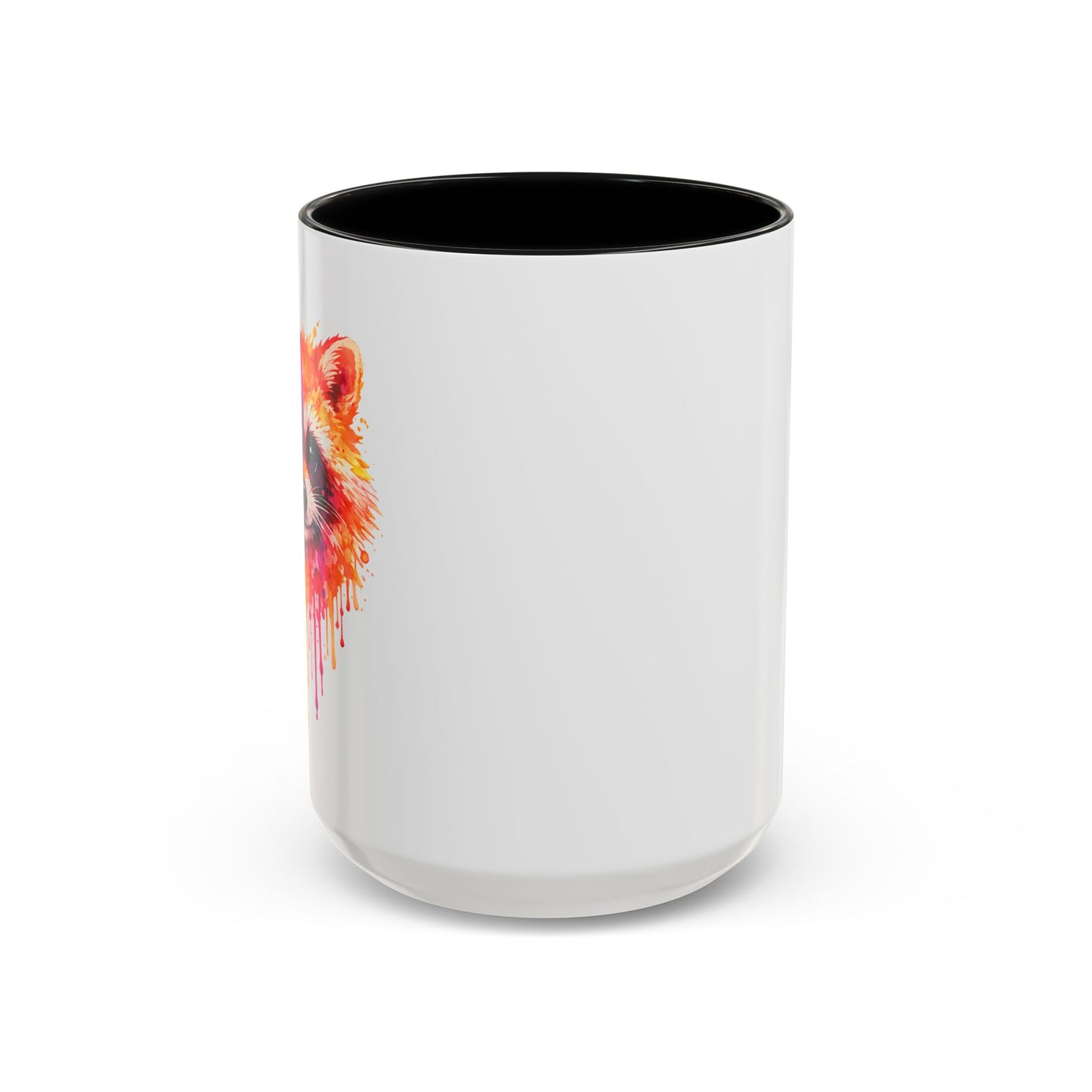 Cheerful Watercolor Raccoon Accent Coffee Mug