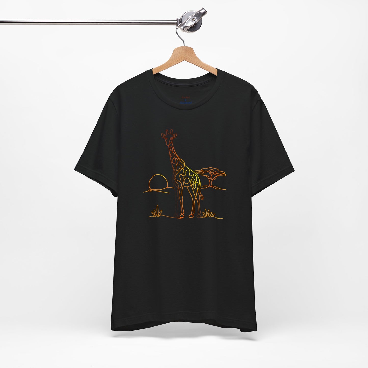 Giraffe Sunset Tee — Minimal Line Art Safari T-Shirt