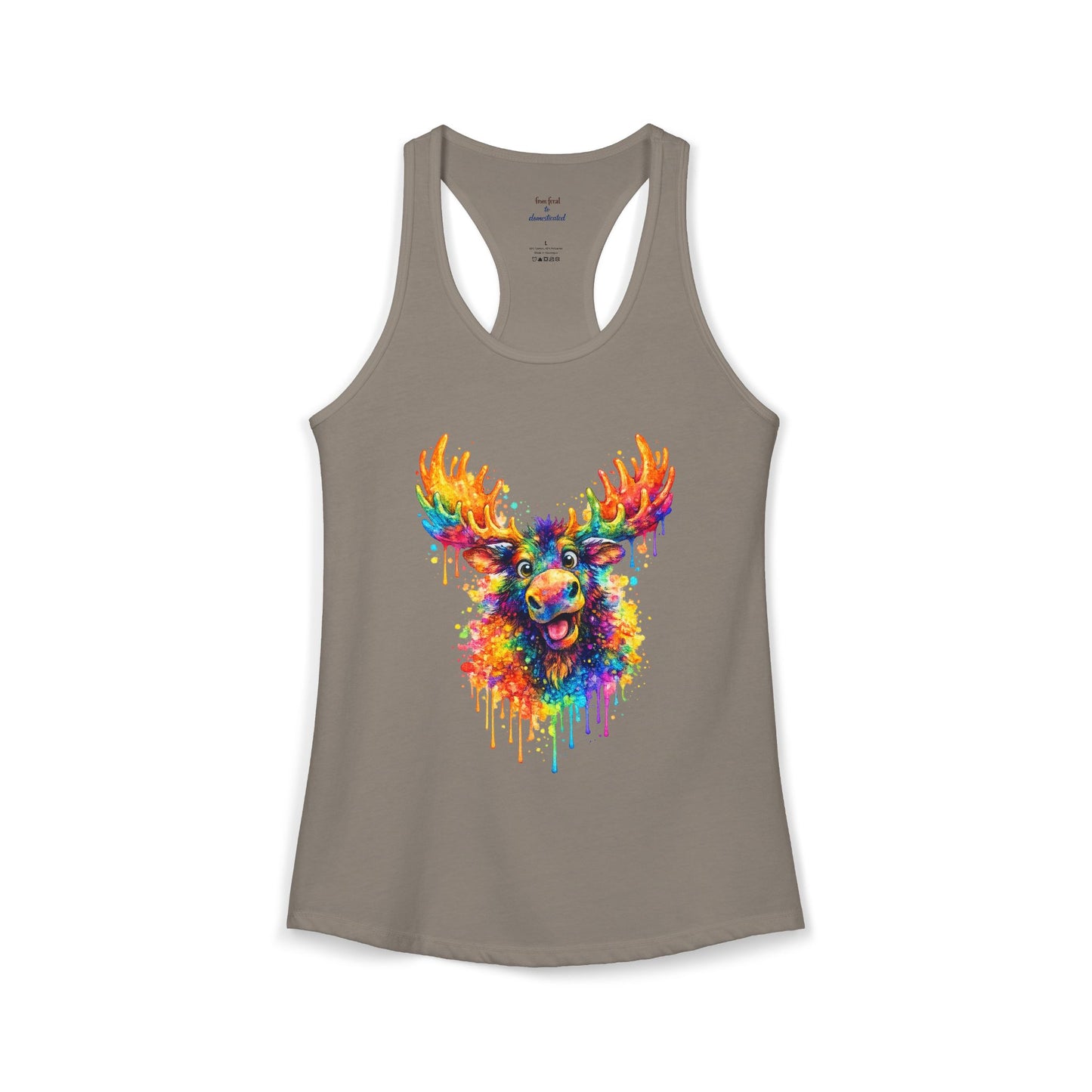Watercolor Wildlife Moose Racerback Tank