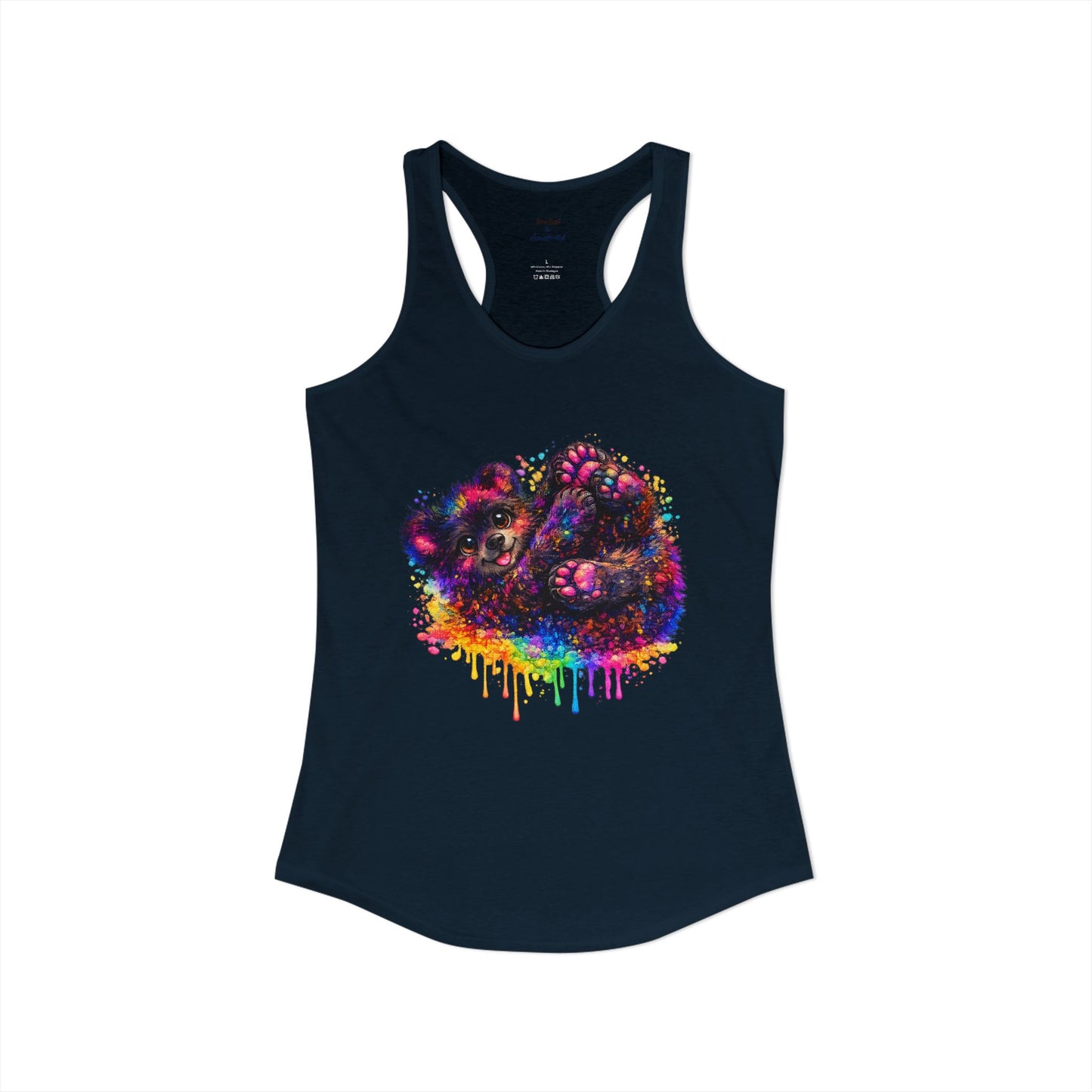 Watercolor Wildlife Bear Cub Racerback Tank