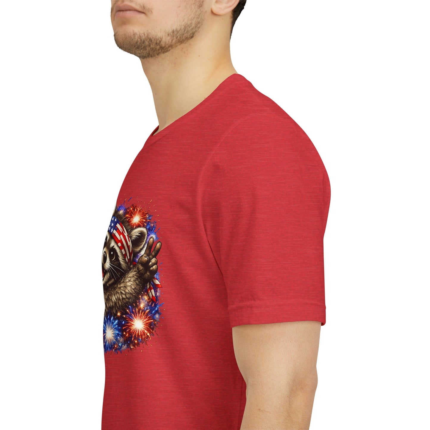 Patriot Raccoon 250th Anniversary T-Shirt — 4th of July Fireworks Flag Tee