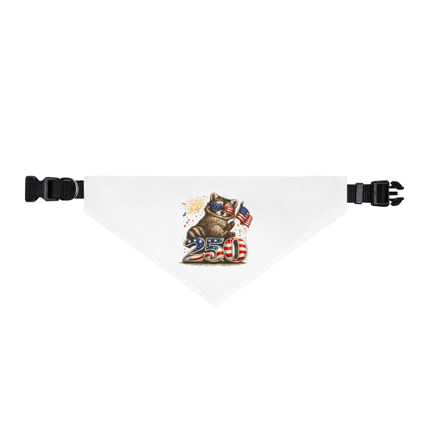 Patriotic Raccoon Clip-On Pet Bandana — Adorable 4th of July Dog & Cat Accessory