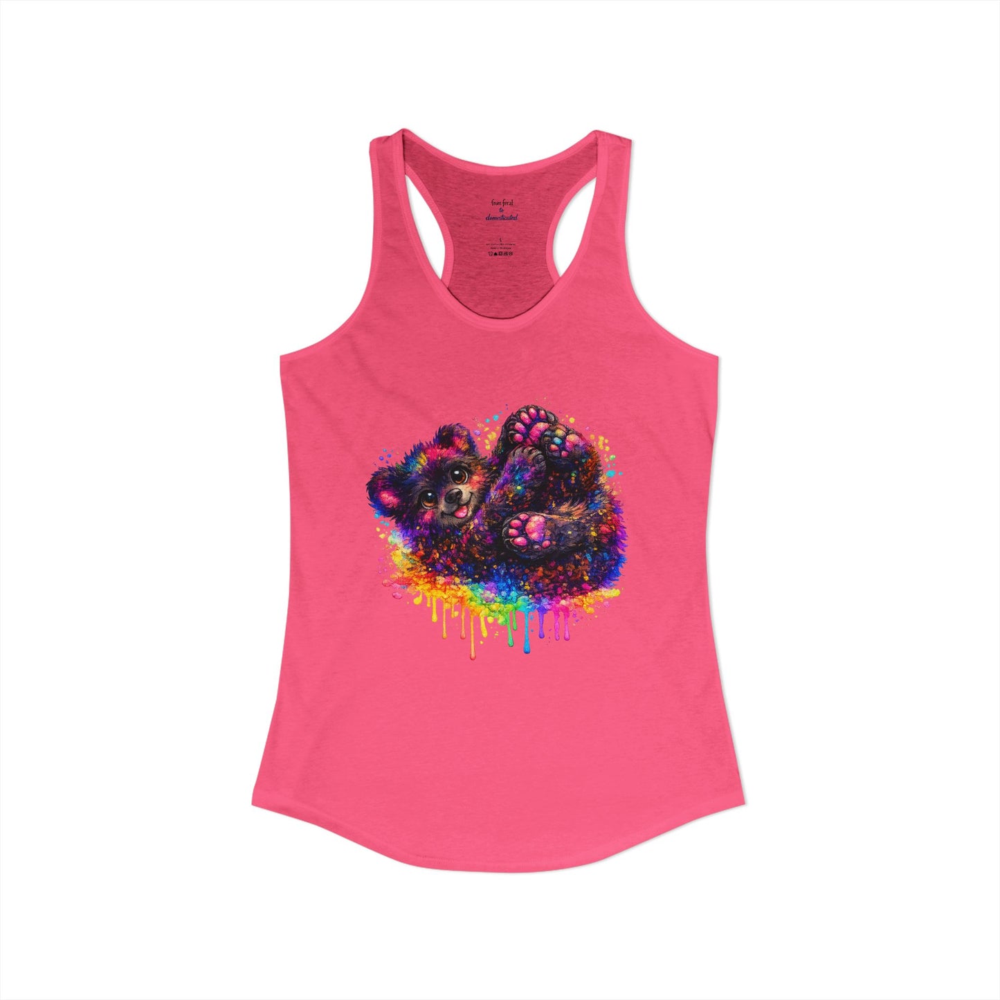 Watercolor Wildlife Bear Cub Racerback Tank