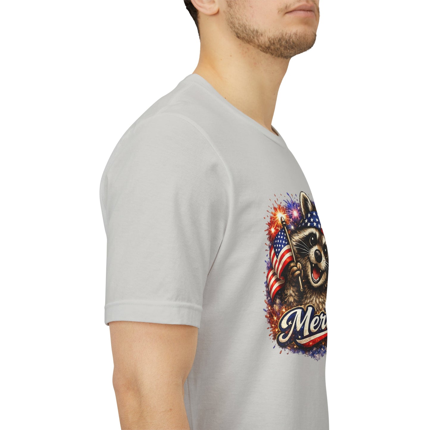 Patriot Raccoon 250th Anniversary T-Shirt — 4th of July Fireworks Flag Tee