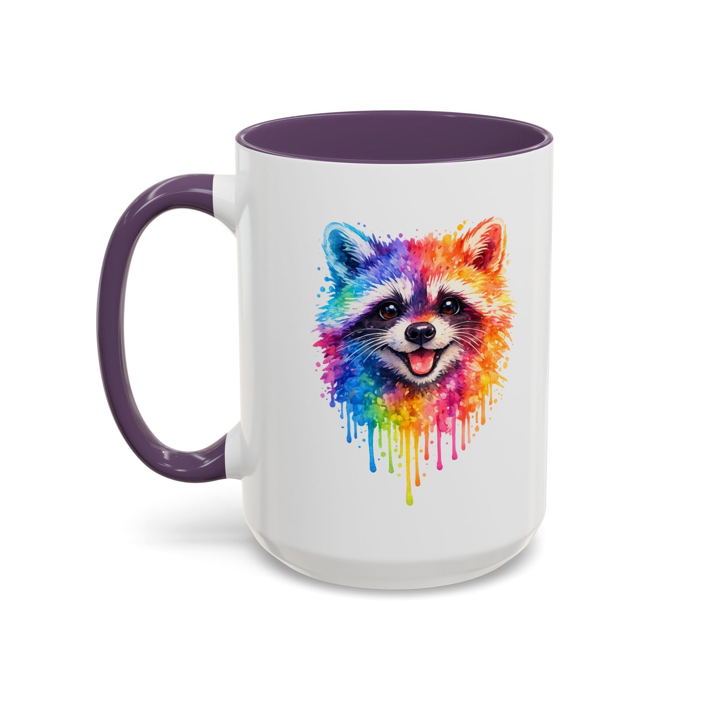Cheerful Watercolor Raccoon Accent Coffee Mug
