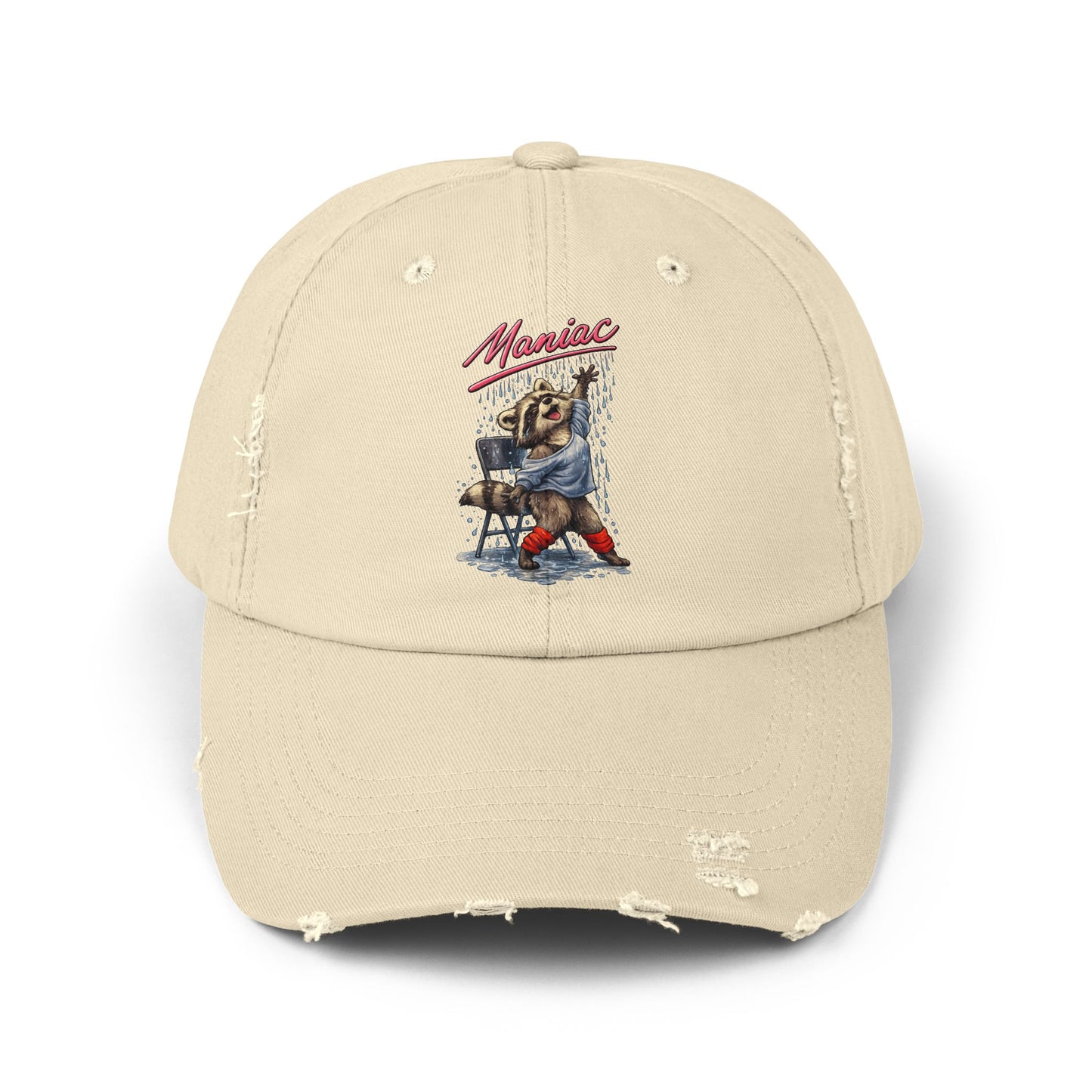 Maniac Distressed Cap — Raccoon Mom/Dad Funny Dad Hat