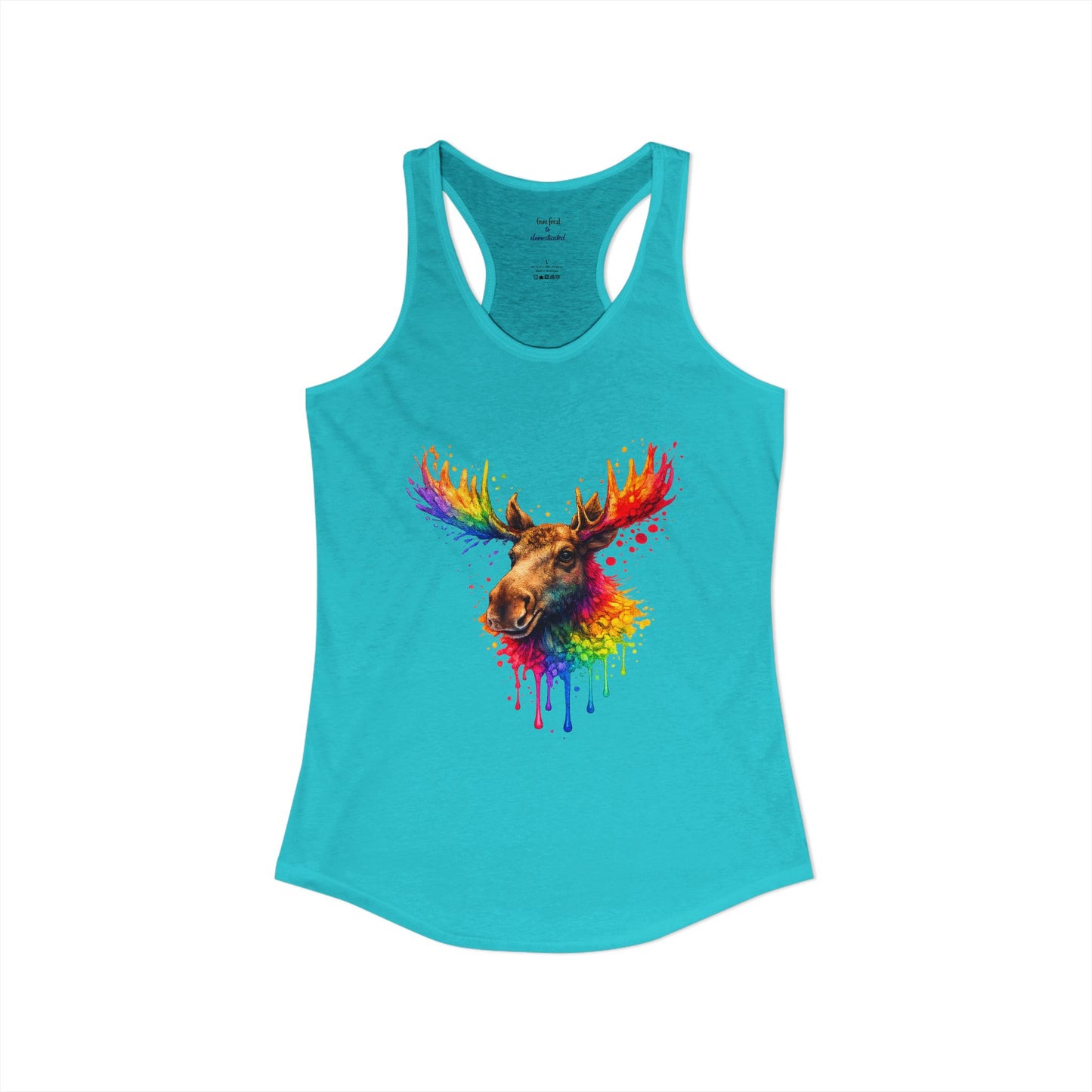 Watercolor Wildlife Moose Racerback Tank