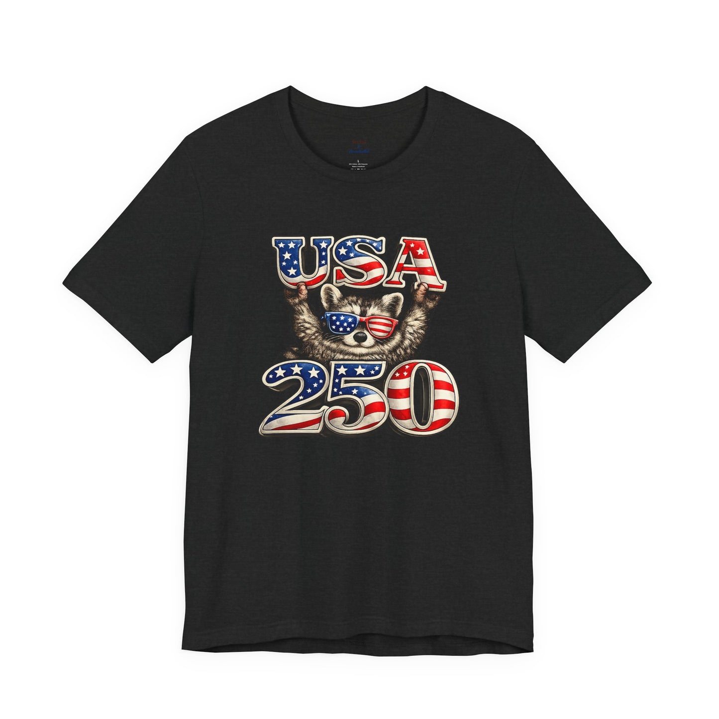 Patriot Raccoon 250th Anniversary T-Shirt — 4th of July Fireworks Flag Tee