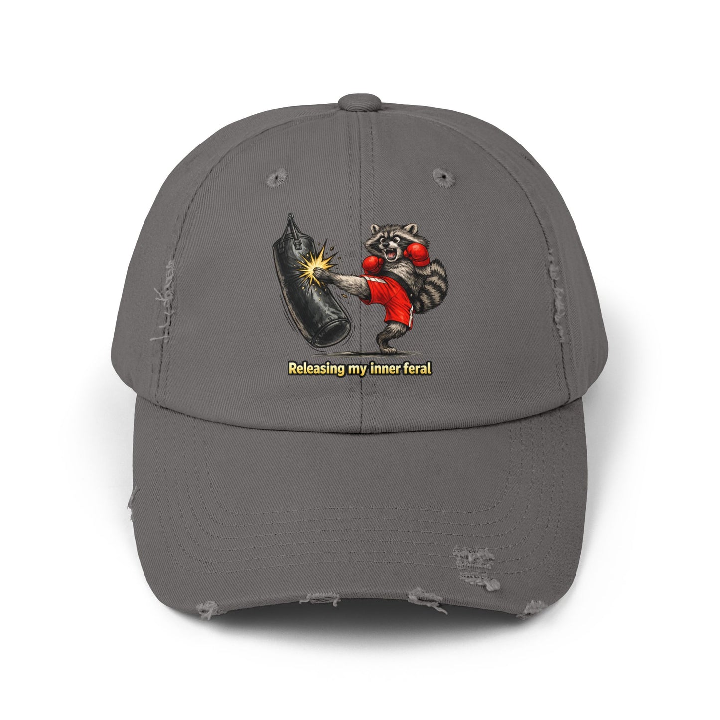 Inner Feral Distressed Cap — Raccoon Mom/Dad Funny Dad Hat