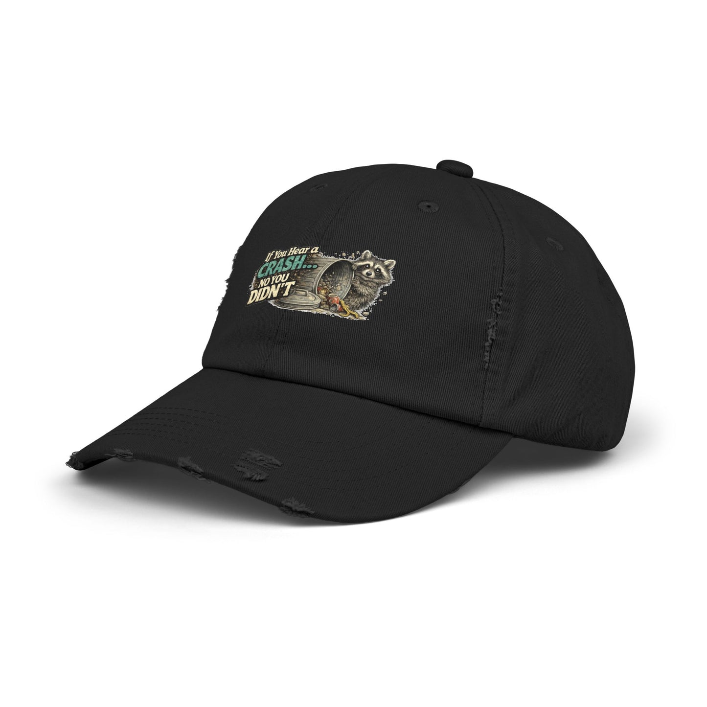 Crash Distressed Cap — Raccoon Mom/Dad Funny Dad Hat