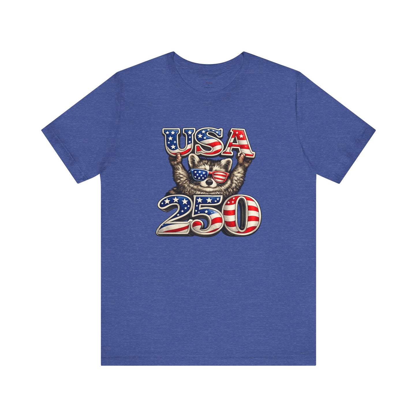 Patriot Raccoon 250th Anniversary T-Shirt — 4th of July Fireworks Flag Tee