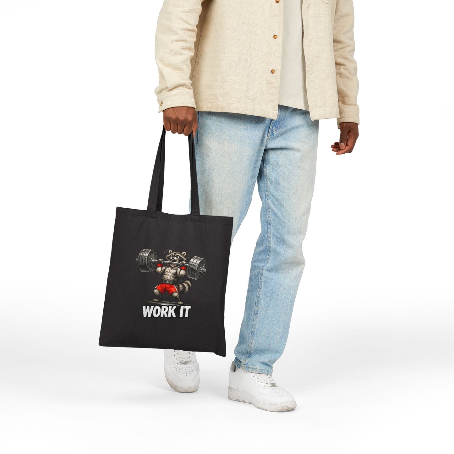 Work It Raccoon Canvas Tote Bag
