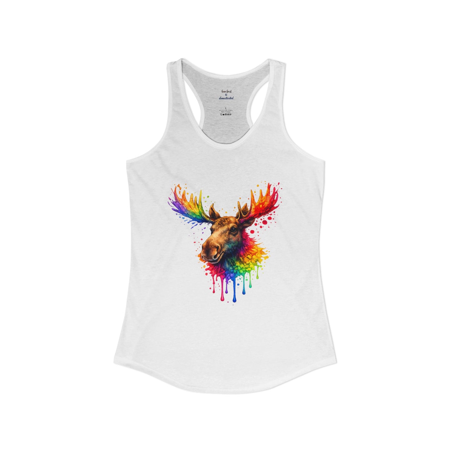 Watercolor Wildlife Moose Racerback Tank