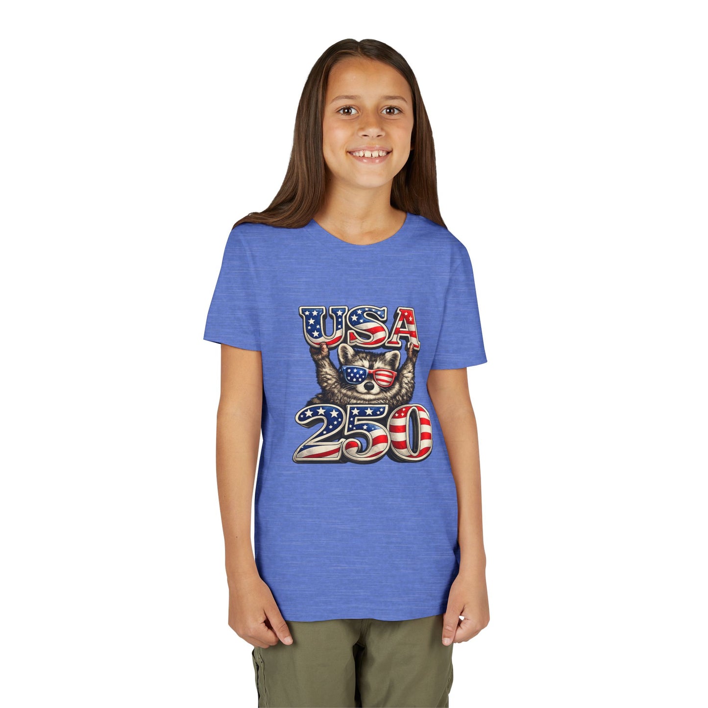 Patriotic Raccoon Youth Tee — Raccoon with USA 250