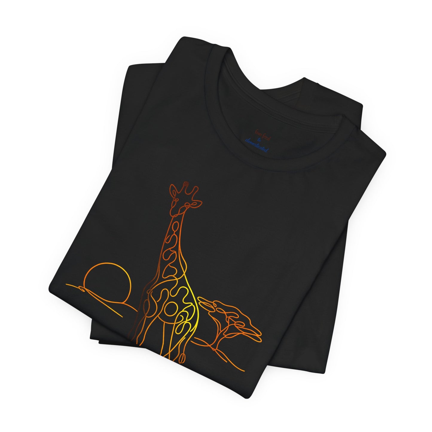 Giraffe Sunset Tee — Minimal Line Art Safari T-Shirt