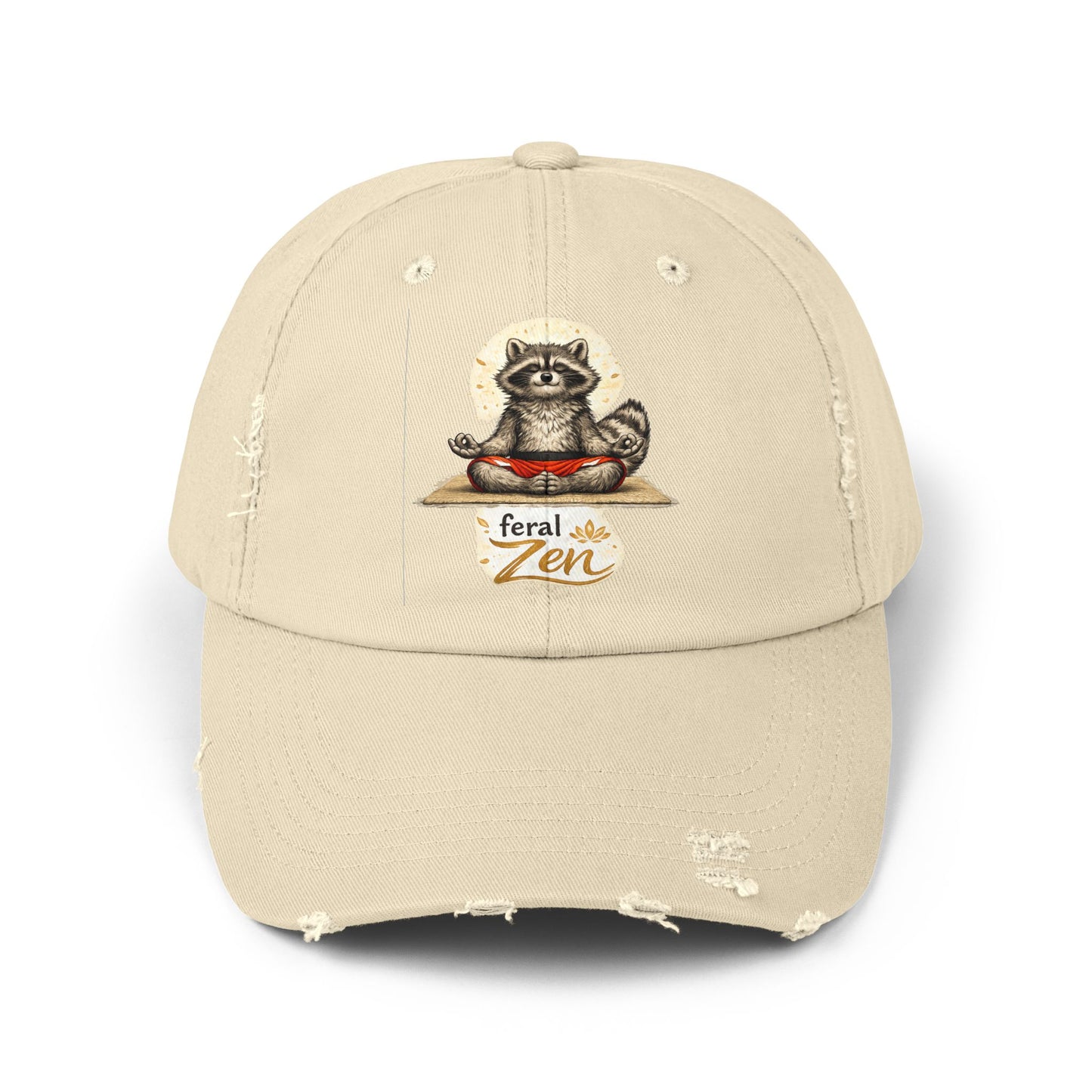 Feral Zen Distressed Cap — Raccoon Mom/Dad Funny Dad Hat