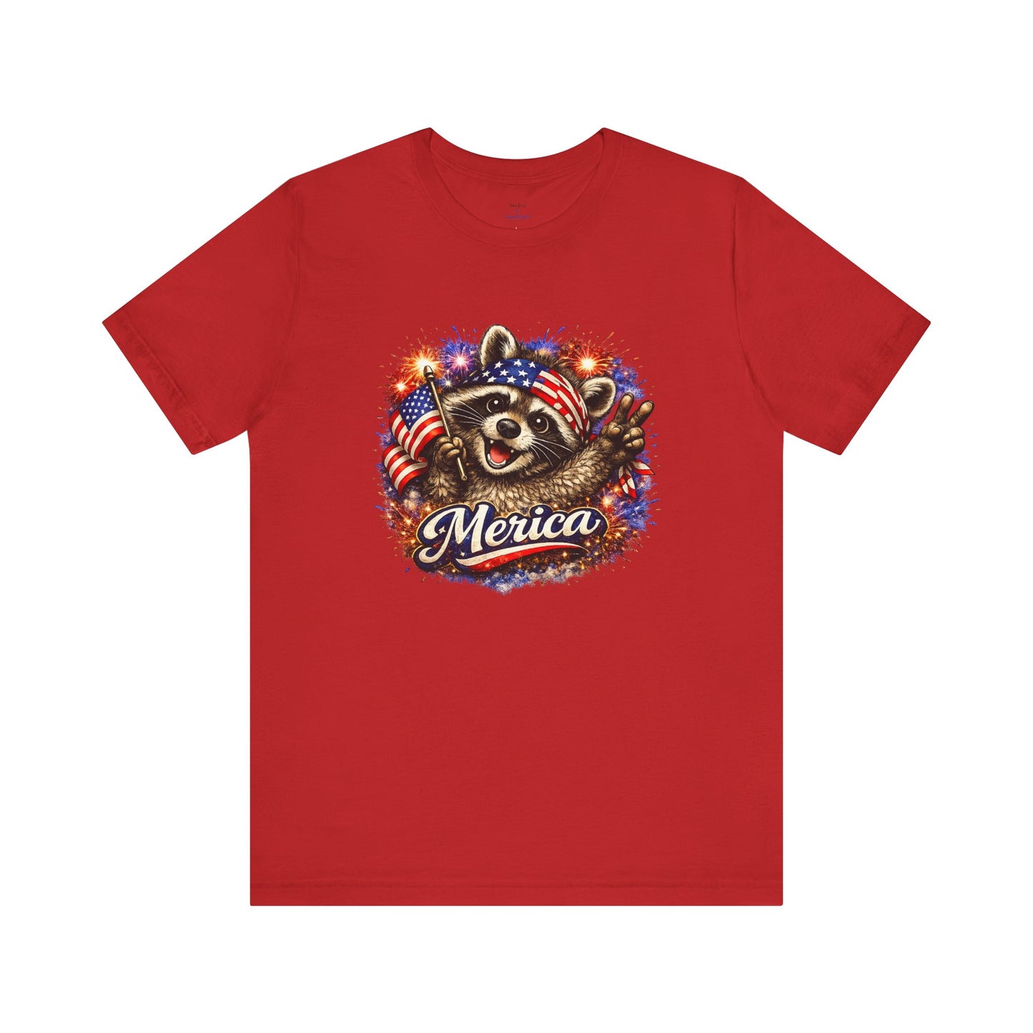 Patriot Raccoon 250th Anniversary T-Shirt — 4th of July Fireworks Flag Tee