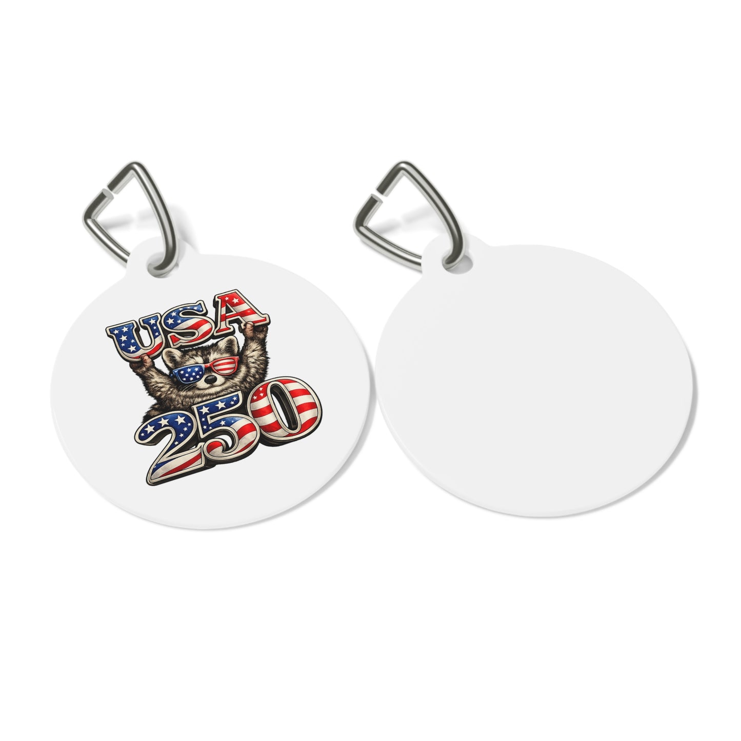 Patriotic Raccoon 4th of July Pet Tag — USA 250 Celebration