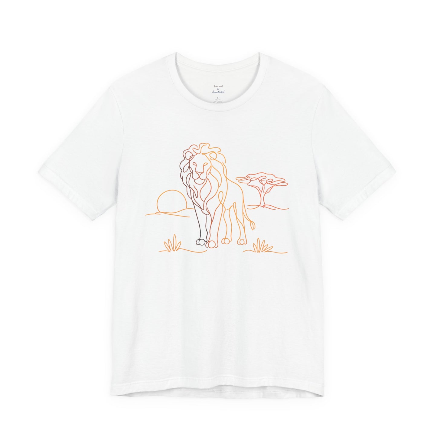 Lion Sunset Tee — Minimal Line Art Safari T-Shirt