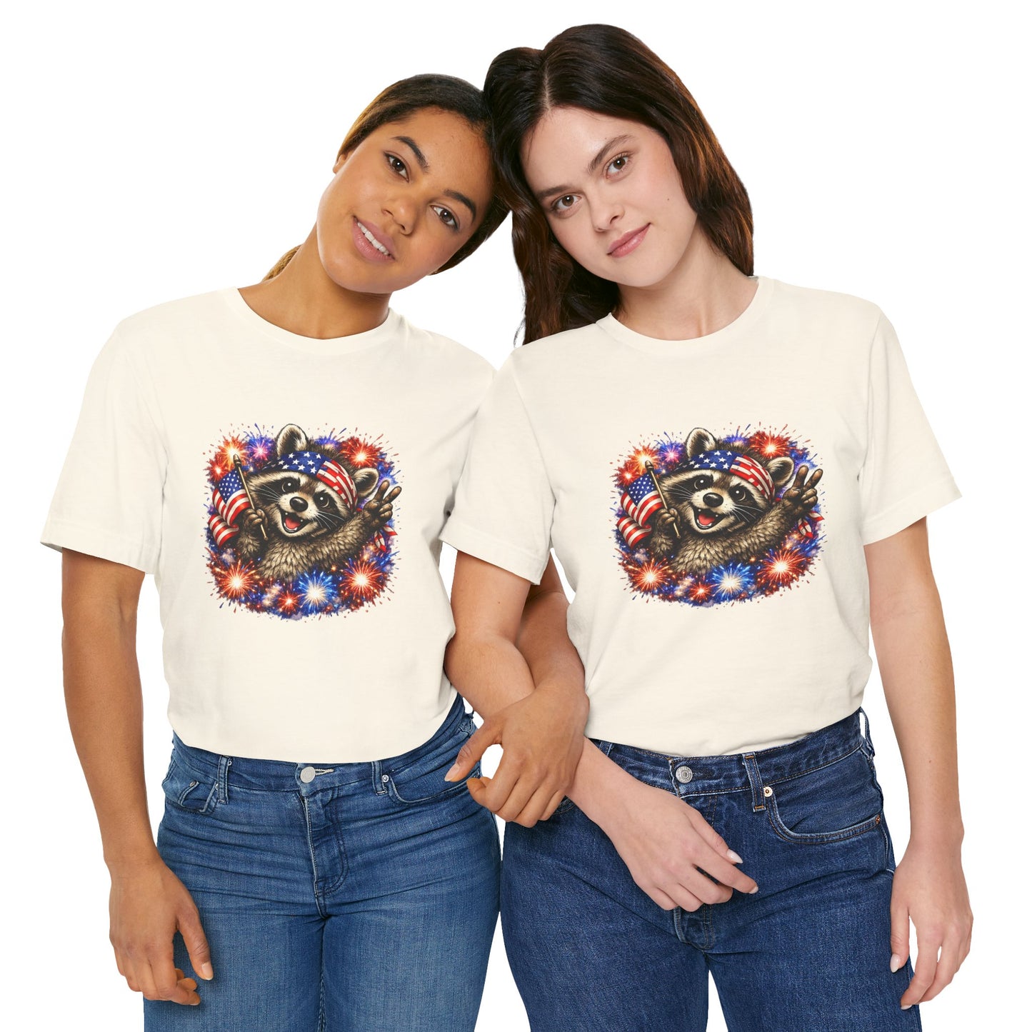 Patriot Raccoon 250th Anniversary T-Shirt — 4th of July Fireworks Flag Tee