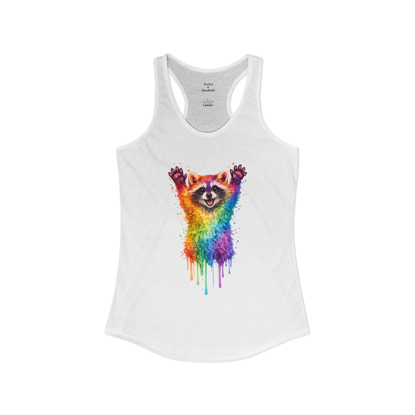 Watercolor Wildlife Raccoon Racerback Tank