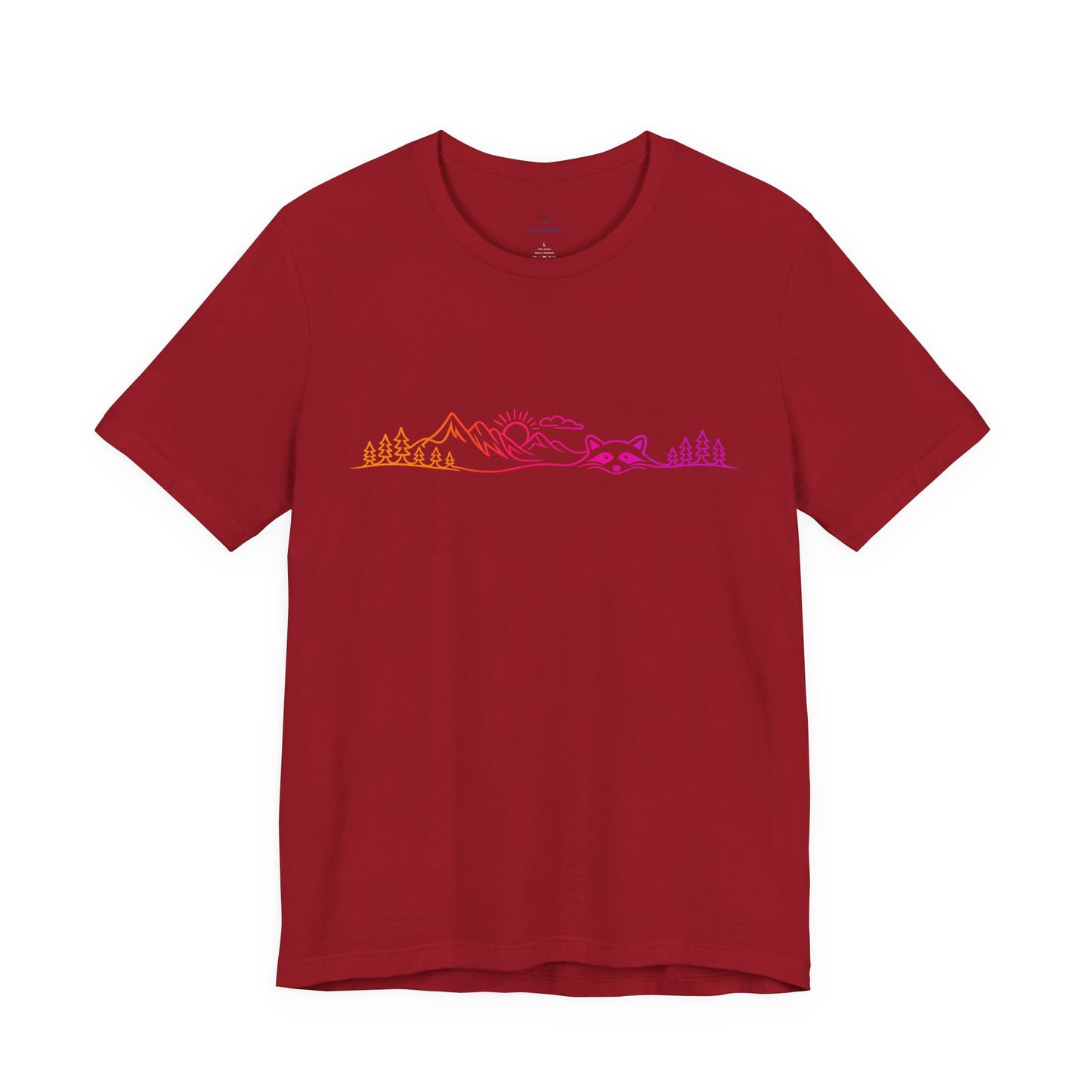 Raccoon Tee — Minimal Line Raccoon Scenic Graphic T-Shirt