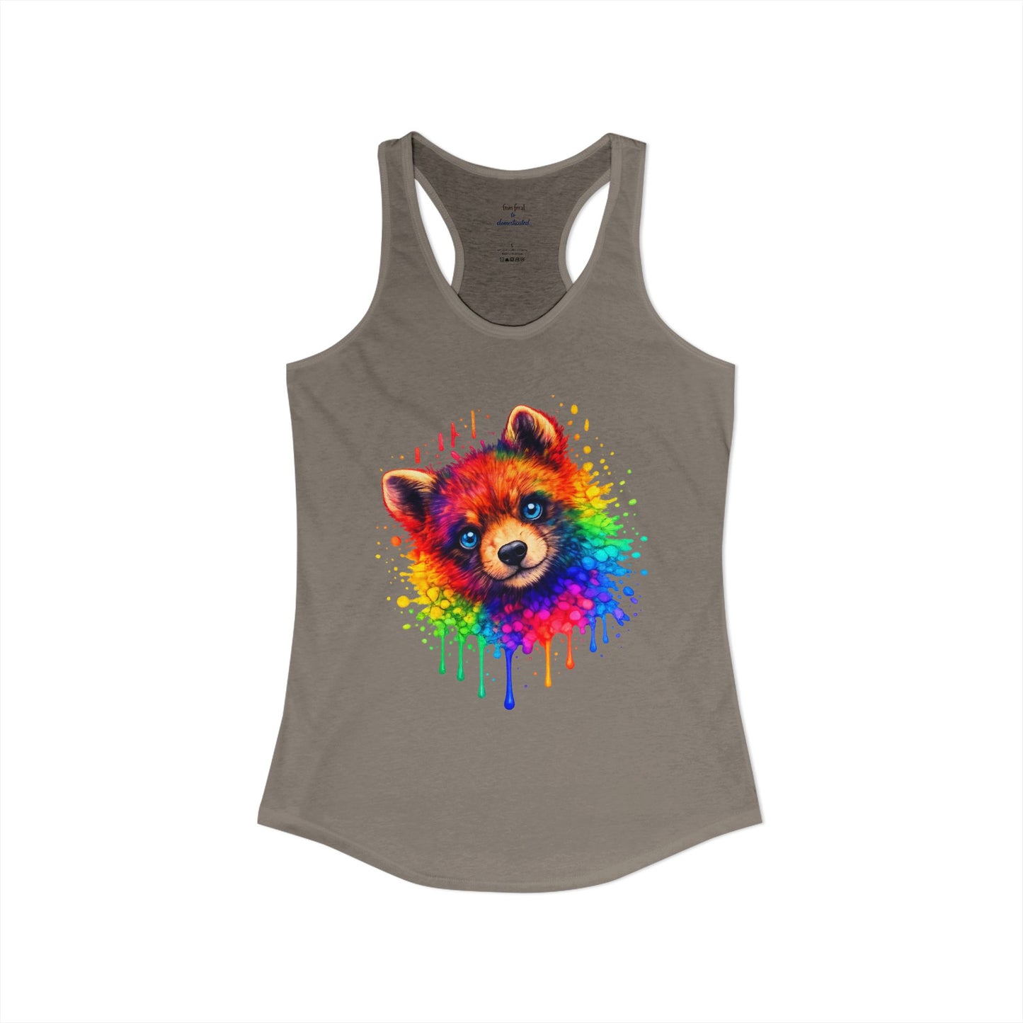 Watercolor Wildlife Bear Cub Racerback Tank