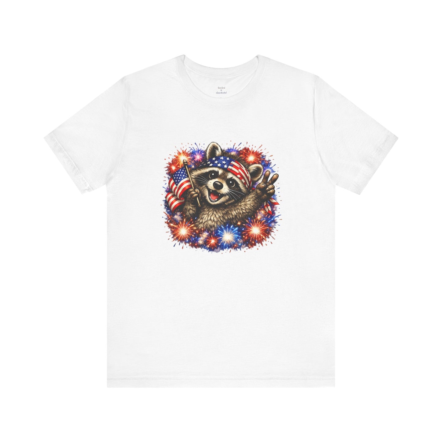 Patriot Raccoon 250th Anniversary T-Shirt — 4th of July Fireworks Flag Tee