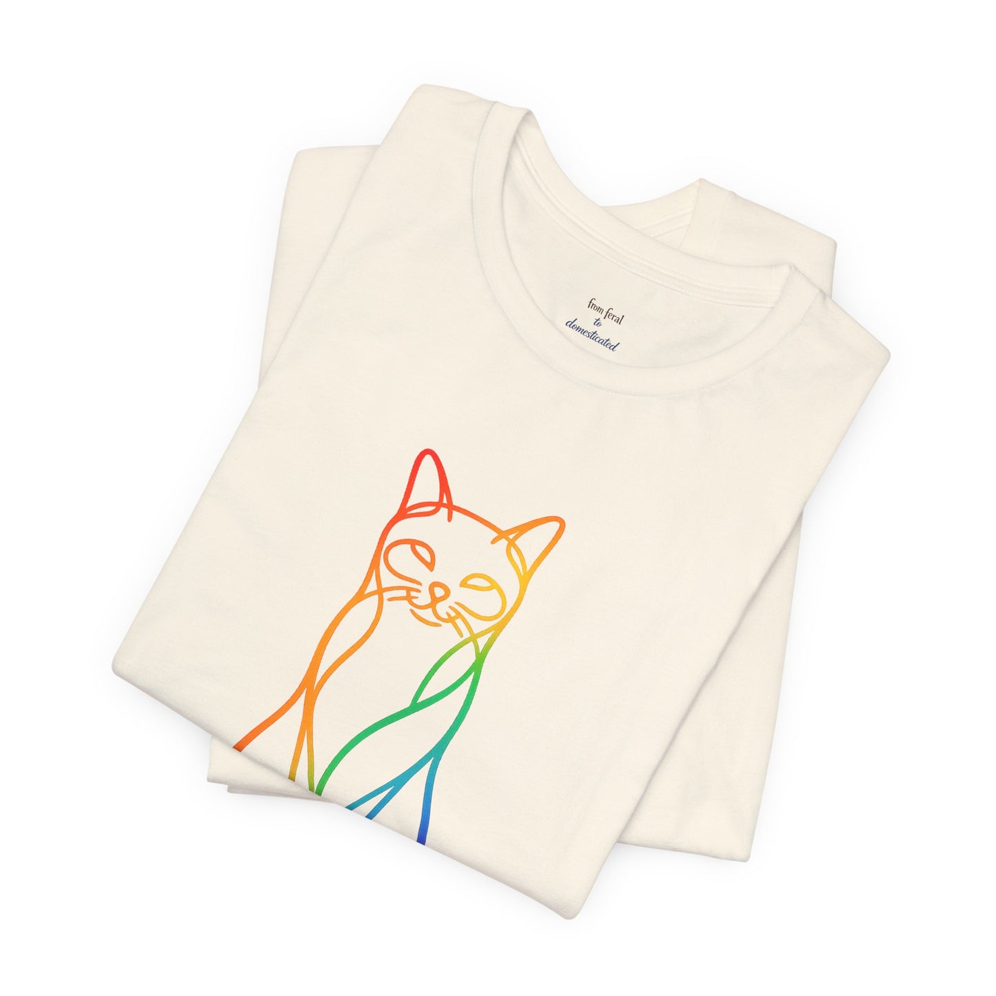 Colorful Line-Work Sitting Cat T-Shirt