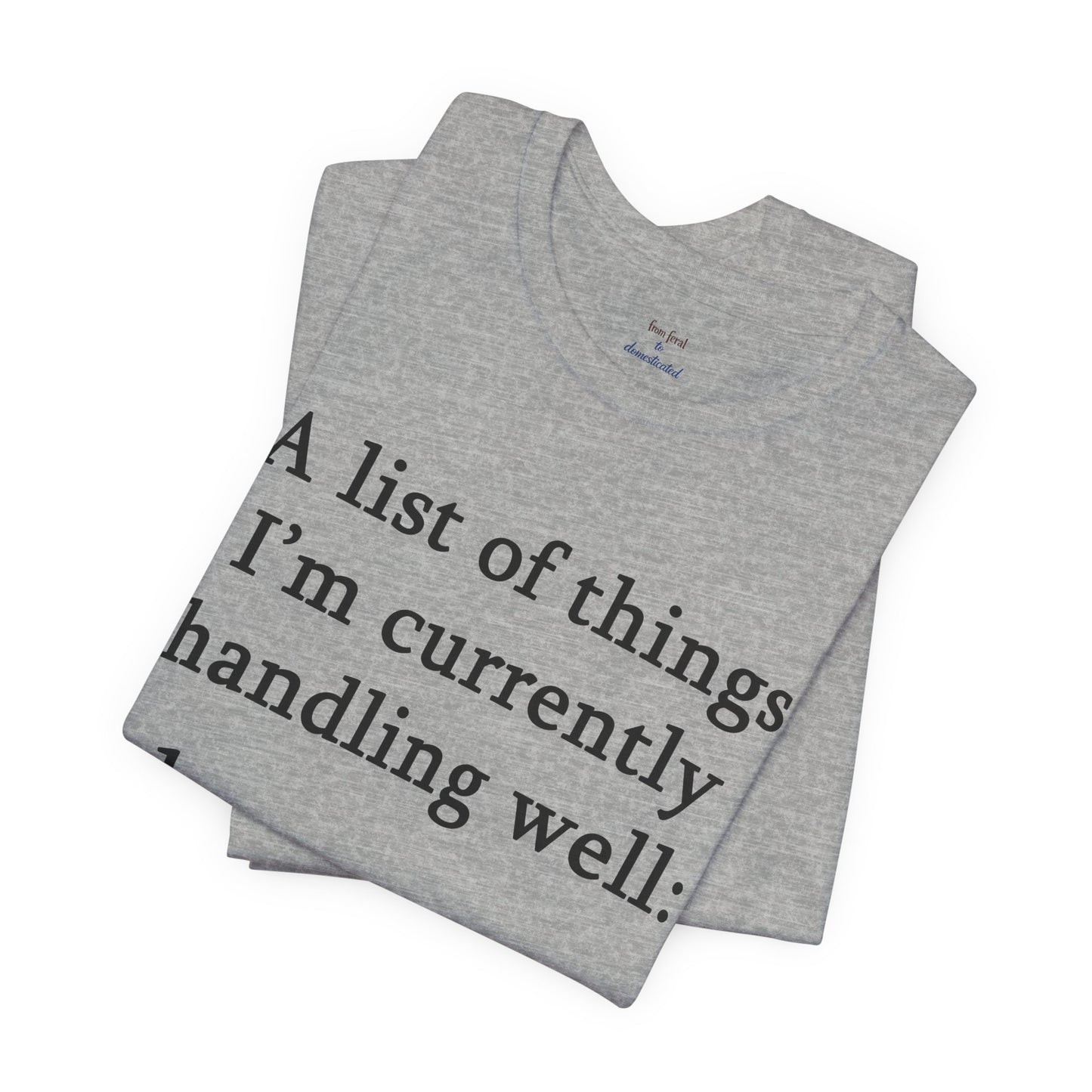 Funny 'A List of Things I'm Currently Handling Well' T-Shirt