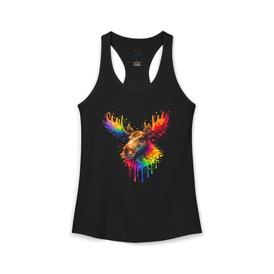 Watercolor Wildlife Moose Racerback Tank