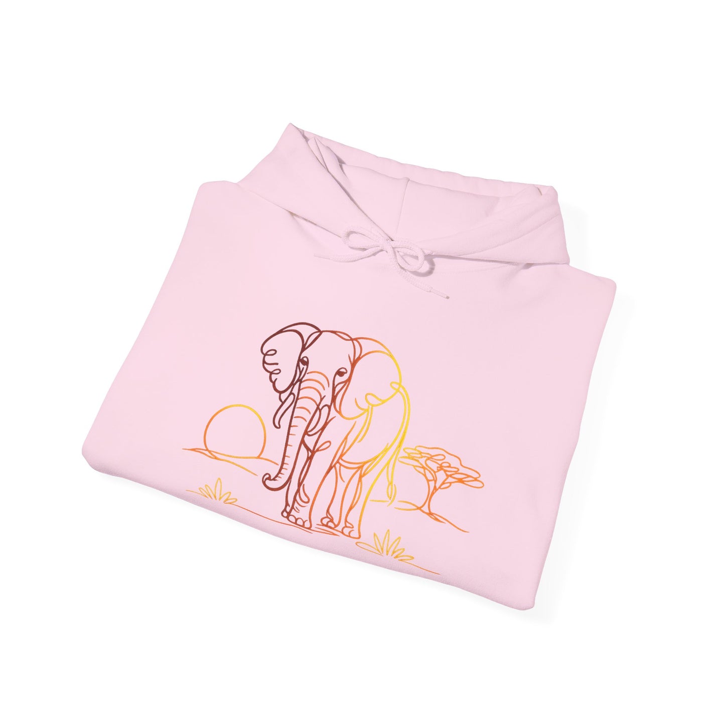 Elephant Sunset Hoodie — Minimal Safari Graphic Hooded Sweatshirt