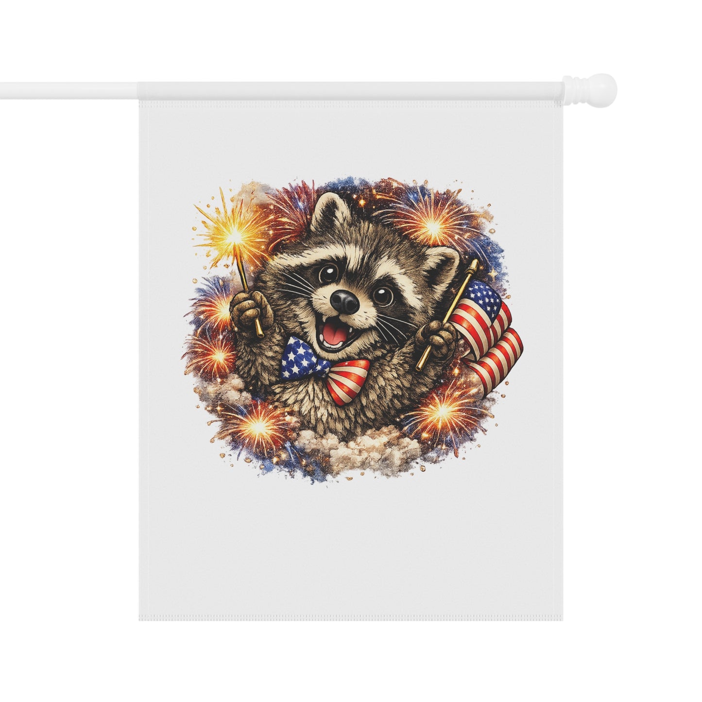 Patriotic Raccoon 250 Garden Flag — 4th of July House Banner