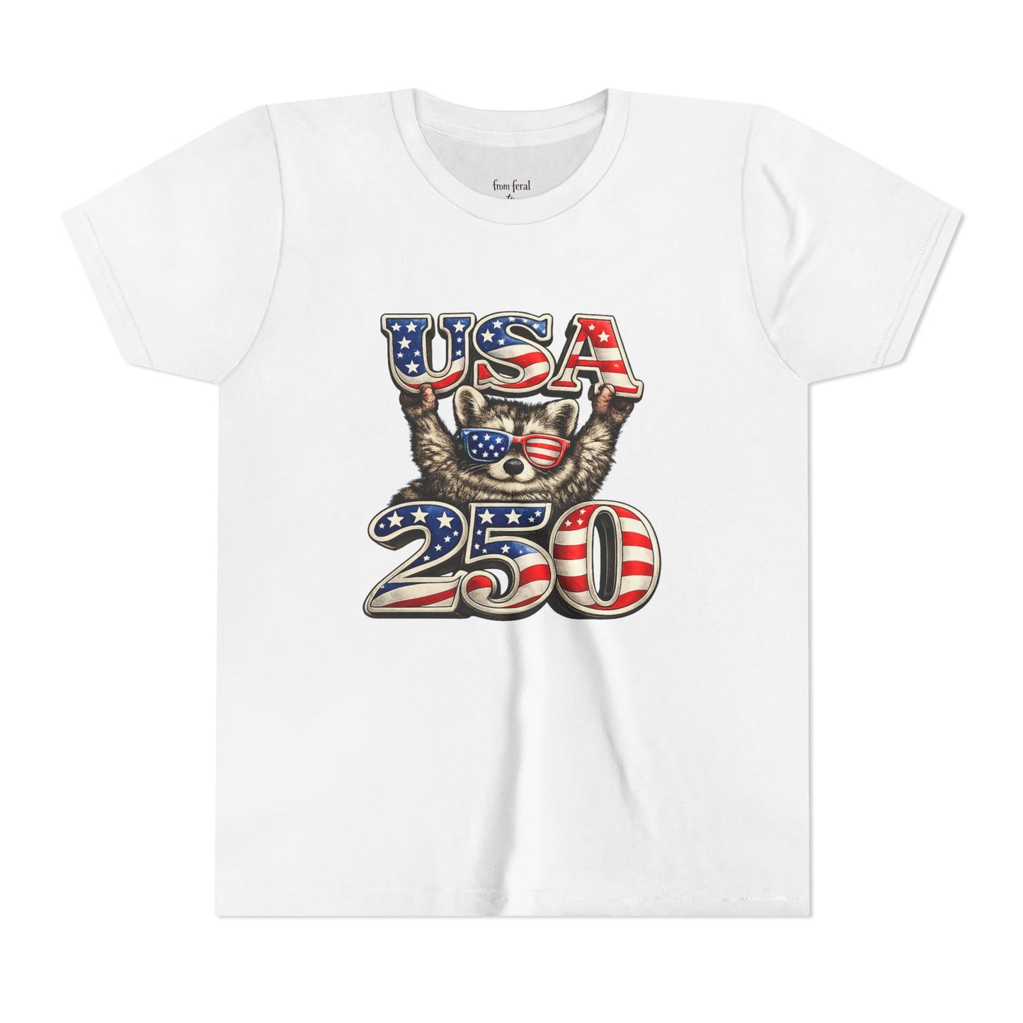 Patriotic Raccoon Youth Tee — Raccoon with USA 250