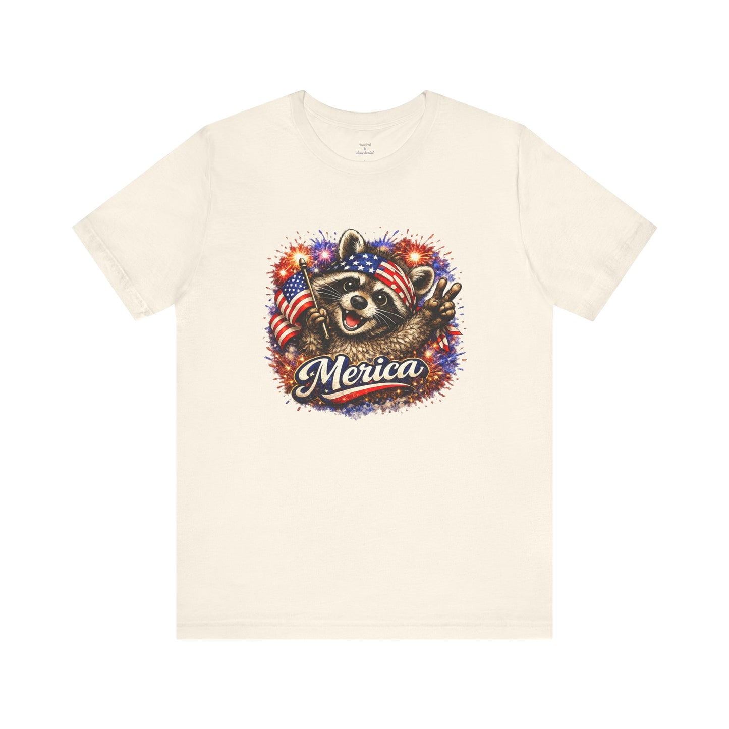 Patriot Raccoon 250th Anniversary T-Shirt — 4th of July Fireworks Flag Tee