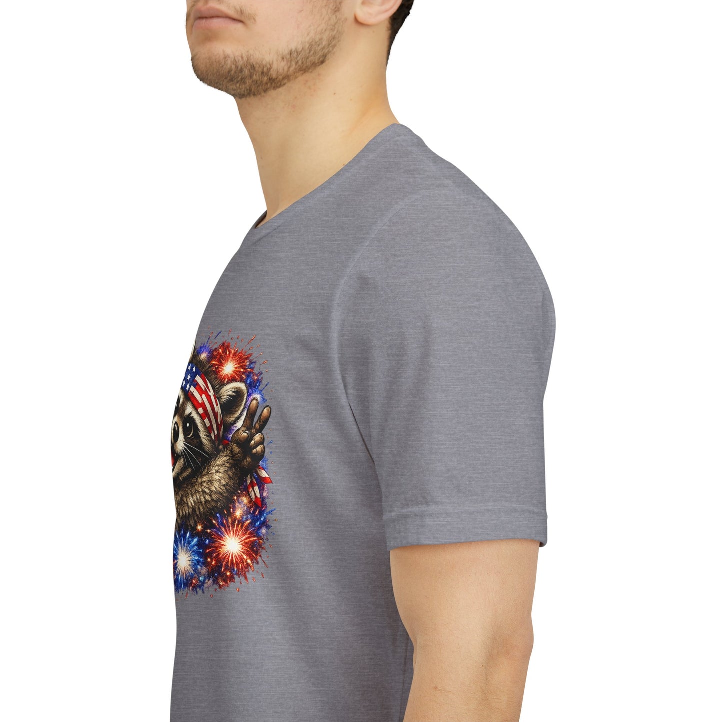 Patriot Raccoon 250th Anniversary T-Shirt — 4th of July Fireworks Flag Tee