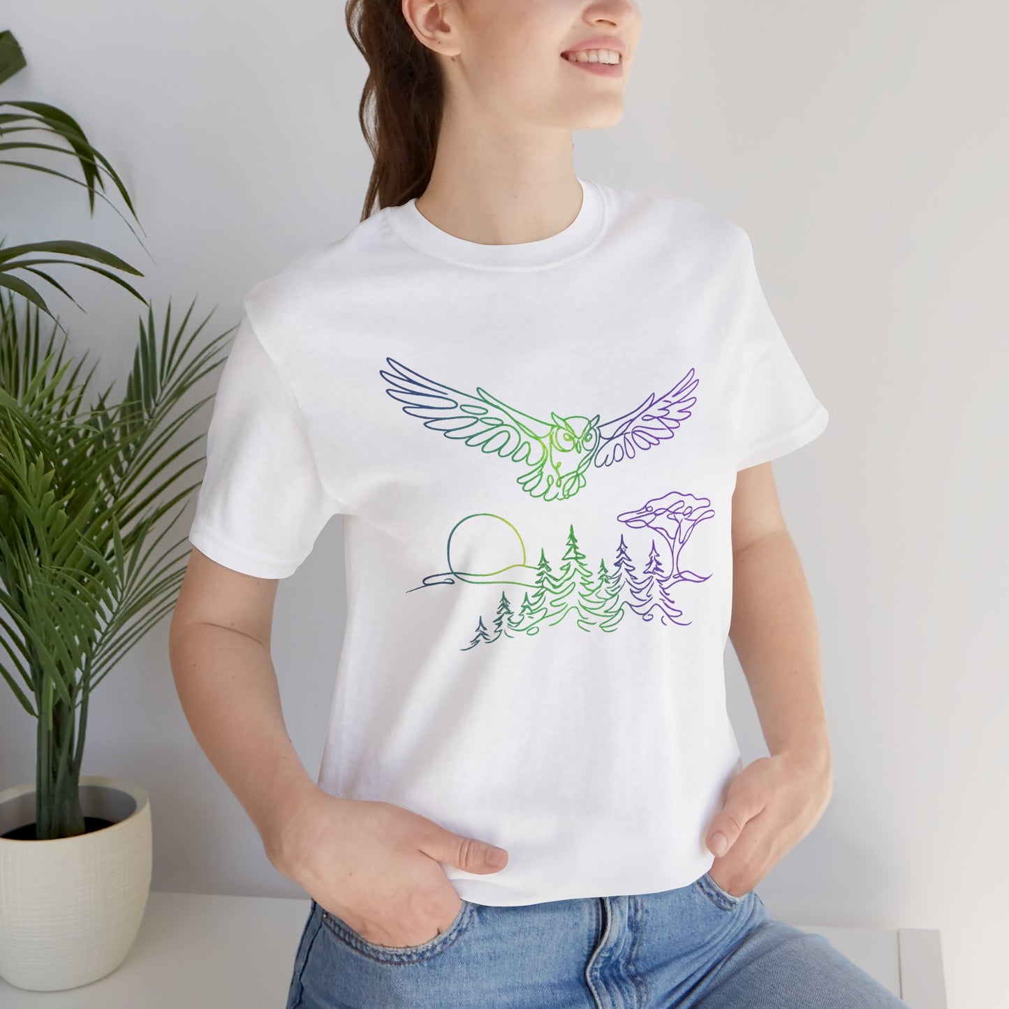 Owl | Colorful Line-Work T-Shirt
