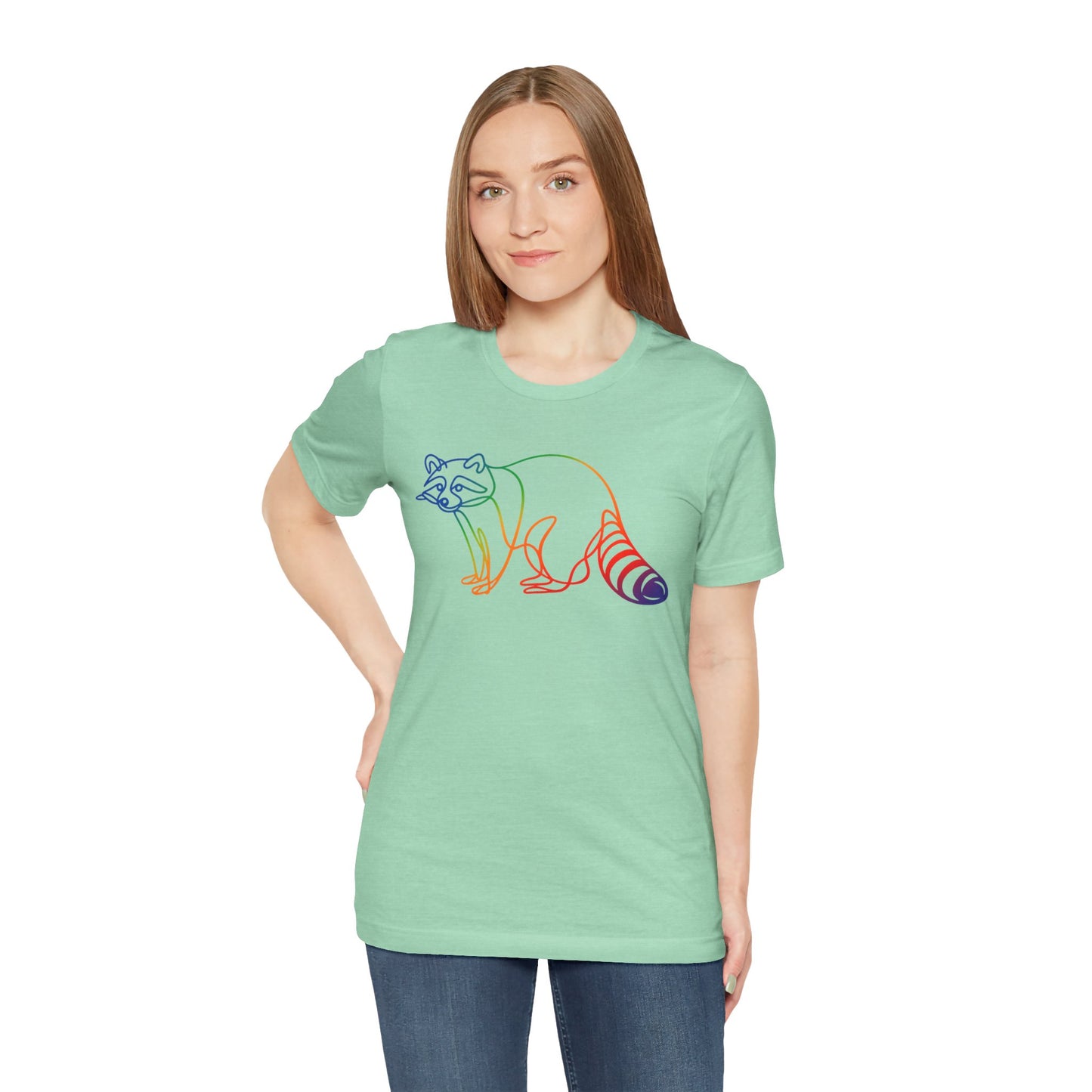 Raccoon Tee — Minimal Line Raccoon Scenic Graphic T-Shirt