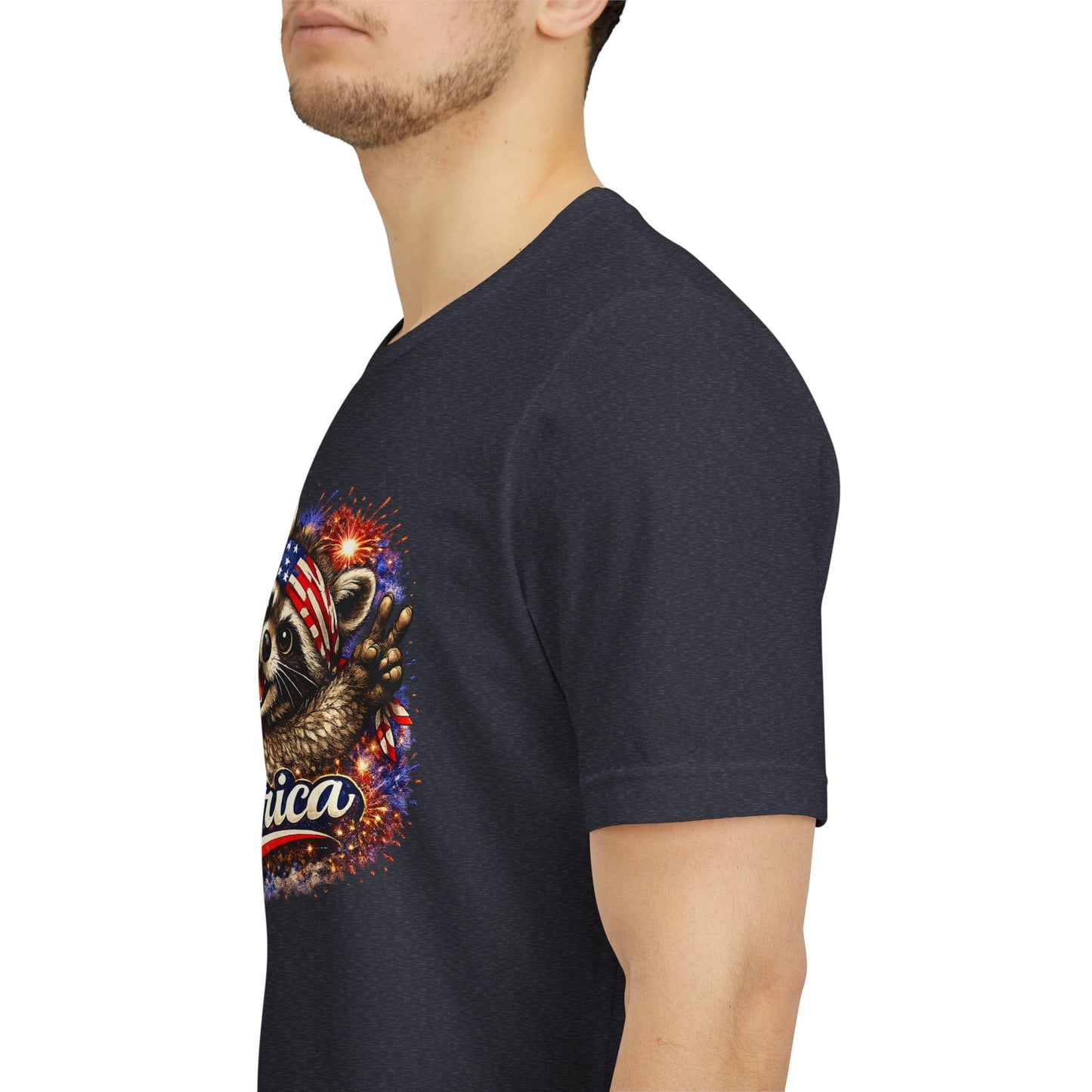 Patriot Raccoon 250th Anniversary T-Shirt — 4th of July Fireworks Flag Tee