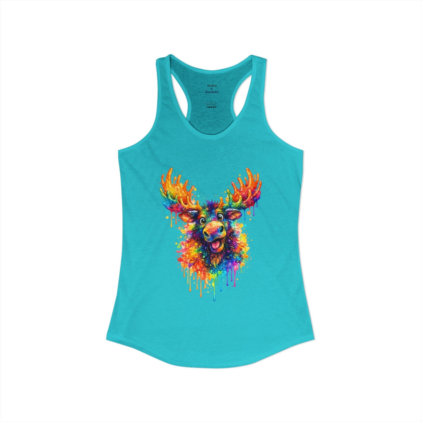 Watercolor Wildlife Moose Racerback Tank