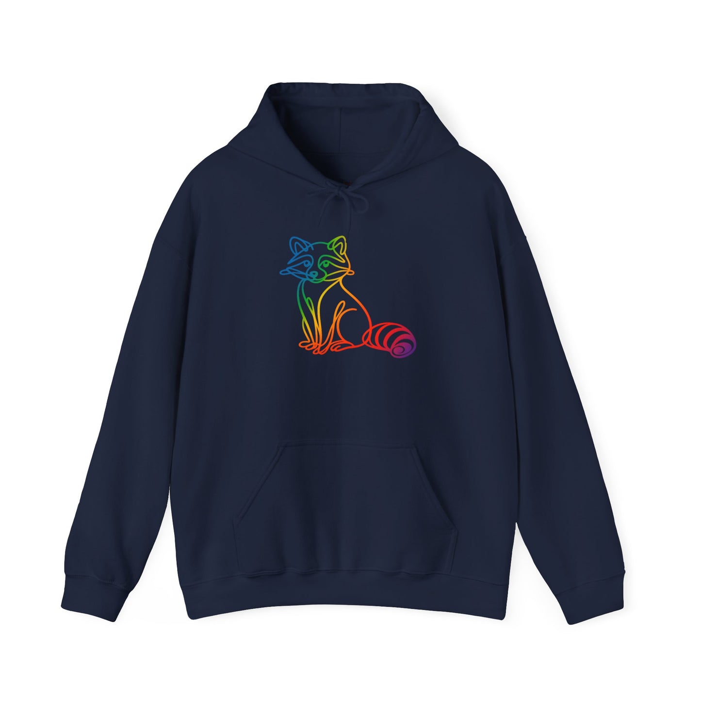 Rainbow Line Art Raccoon Hoodie