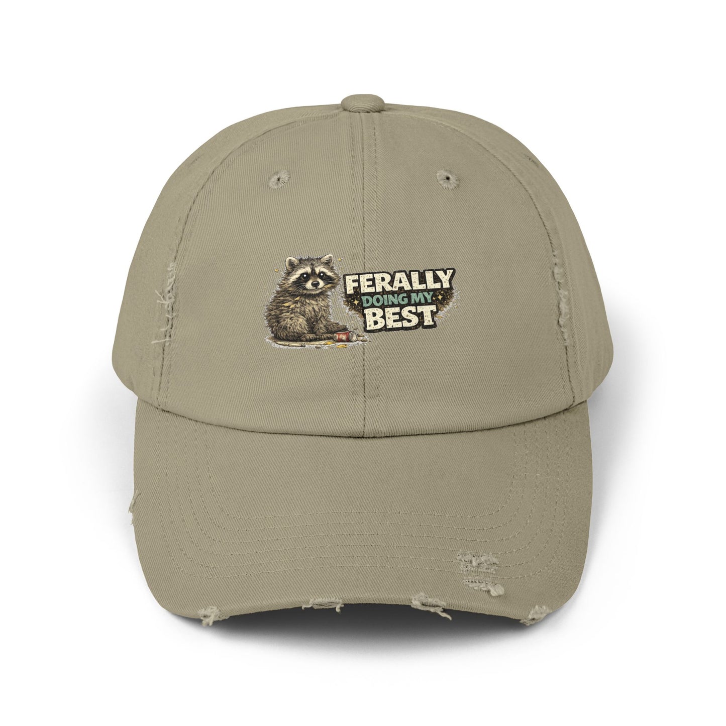 Ferally Distressed Cap — Raccoon Mom/Dad Funny Dad Hat