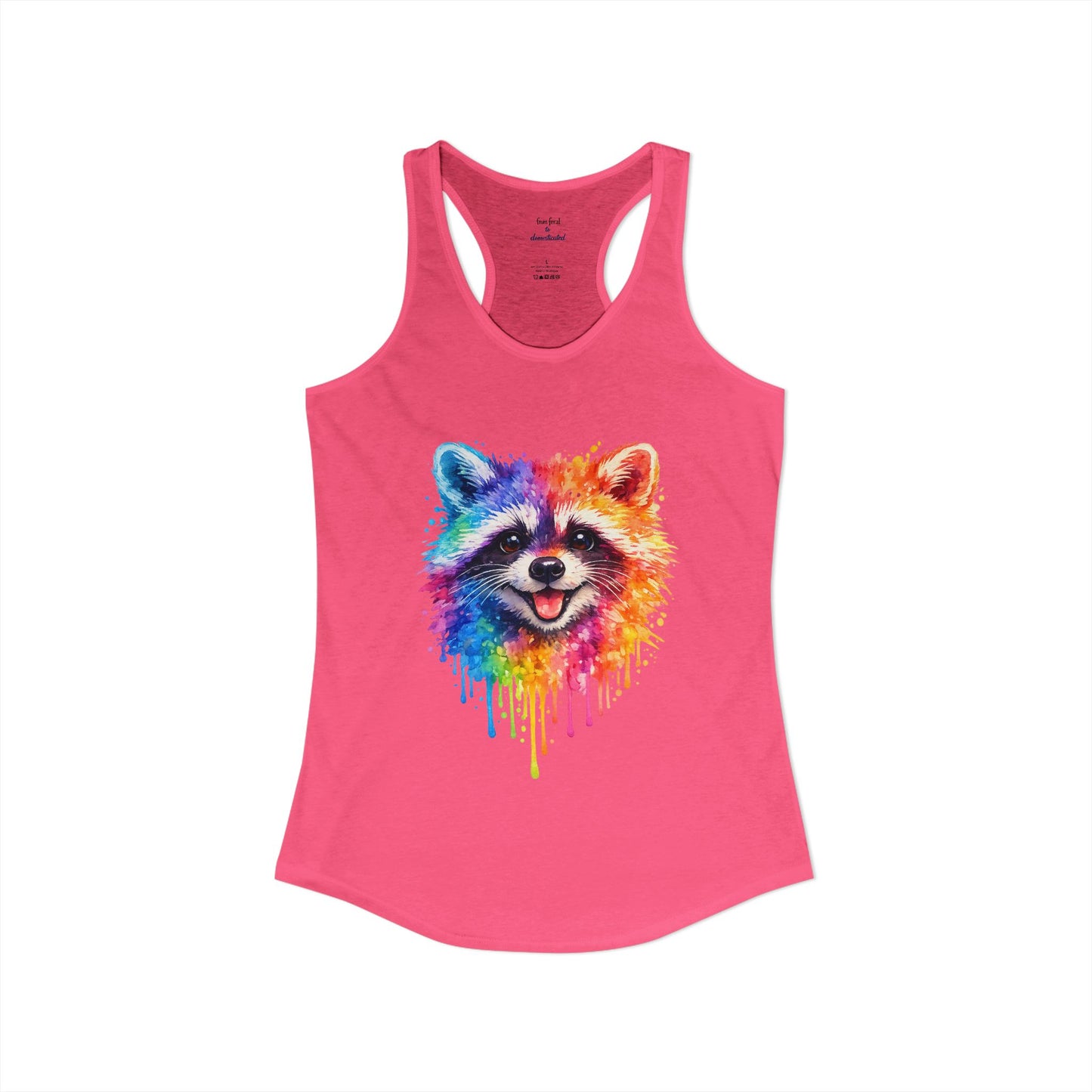 Watercolor Wildlife Raccoon Racerback Tank