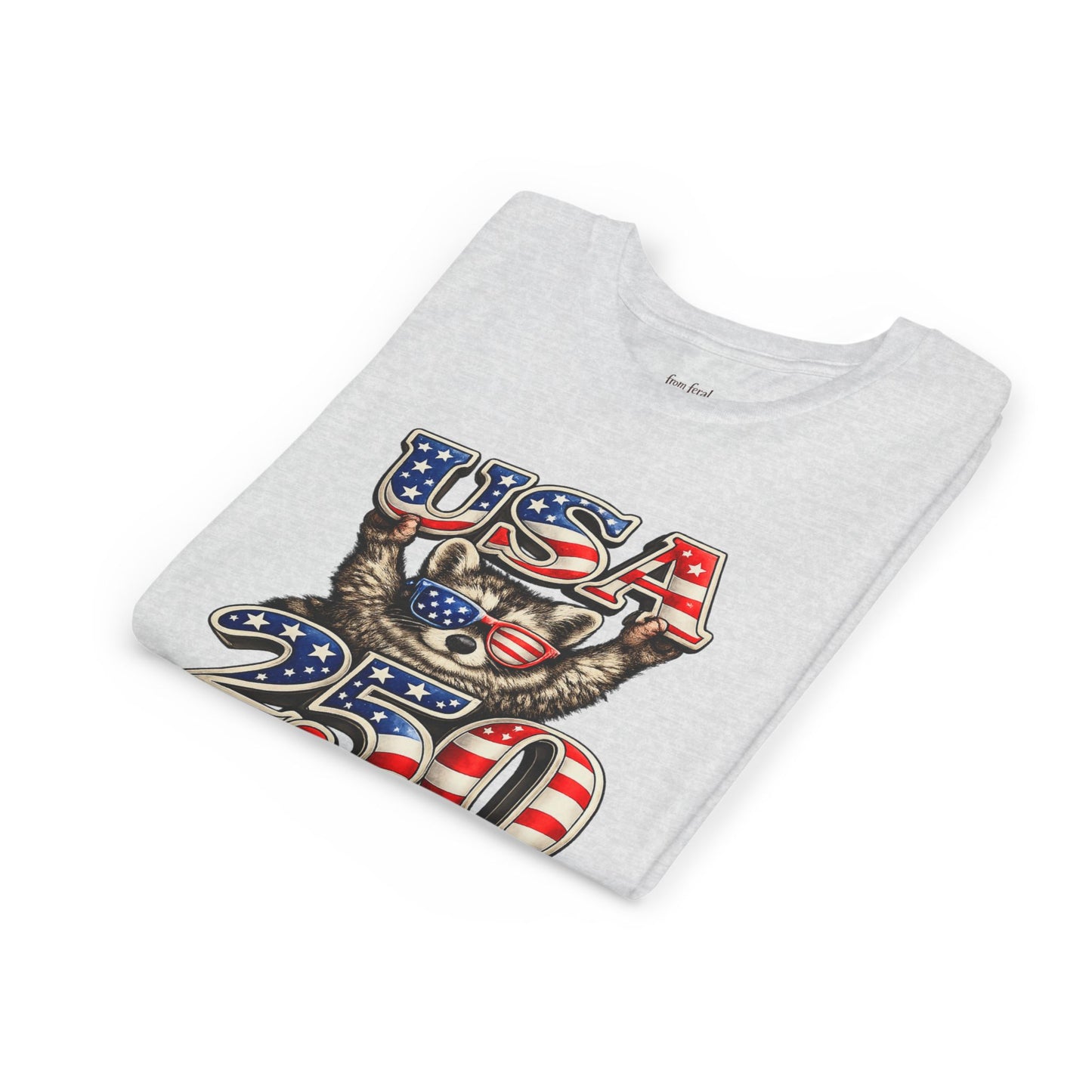 Patriotic Raccoon Youth Tee — Raccoon with USA 250