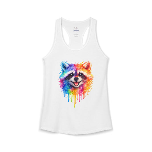 Watercolor Wildlife Raccoon Racerback Tank